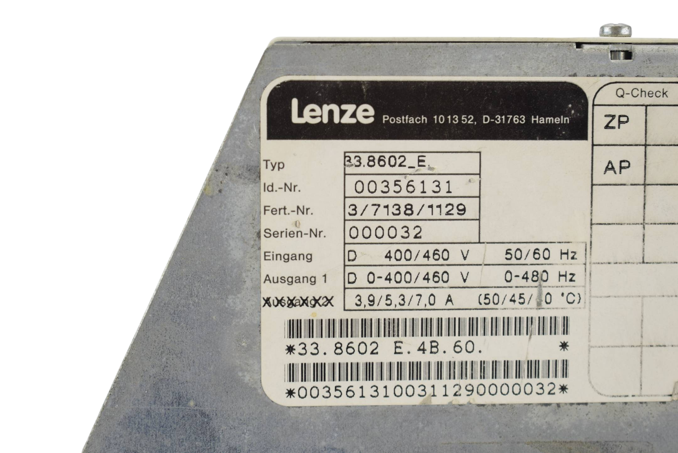 Lenze Frequenzumrichter Inverter 8600 E.4B.6 33.8602_E ( 00356131 ) 