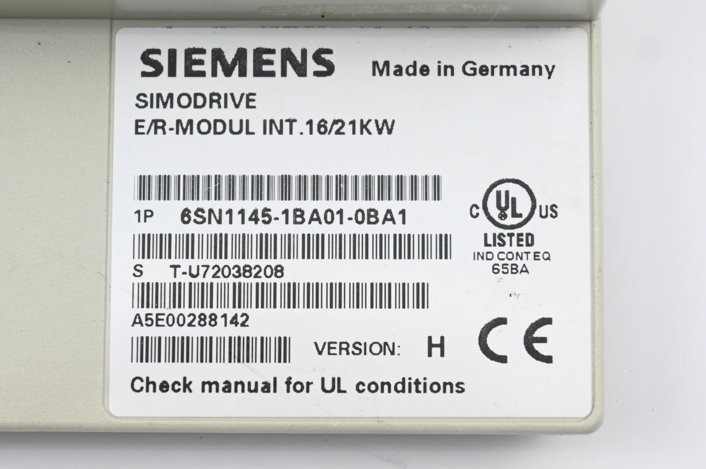 Siemens Simodrive Frontcover für 6SN1145-1BA01-0BA1