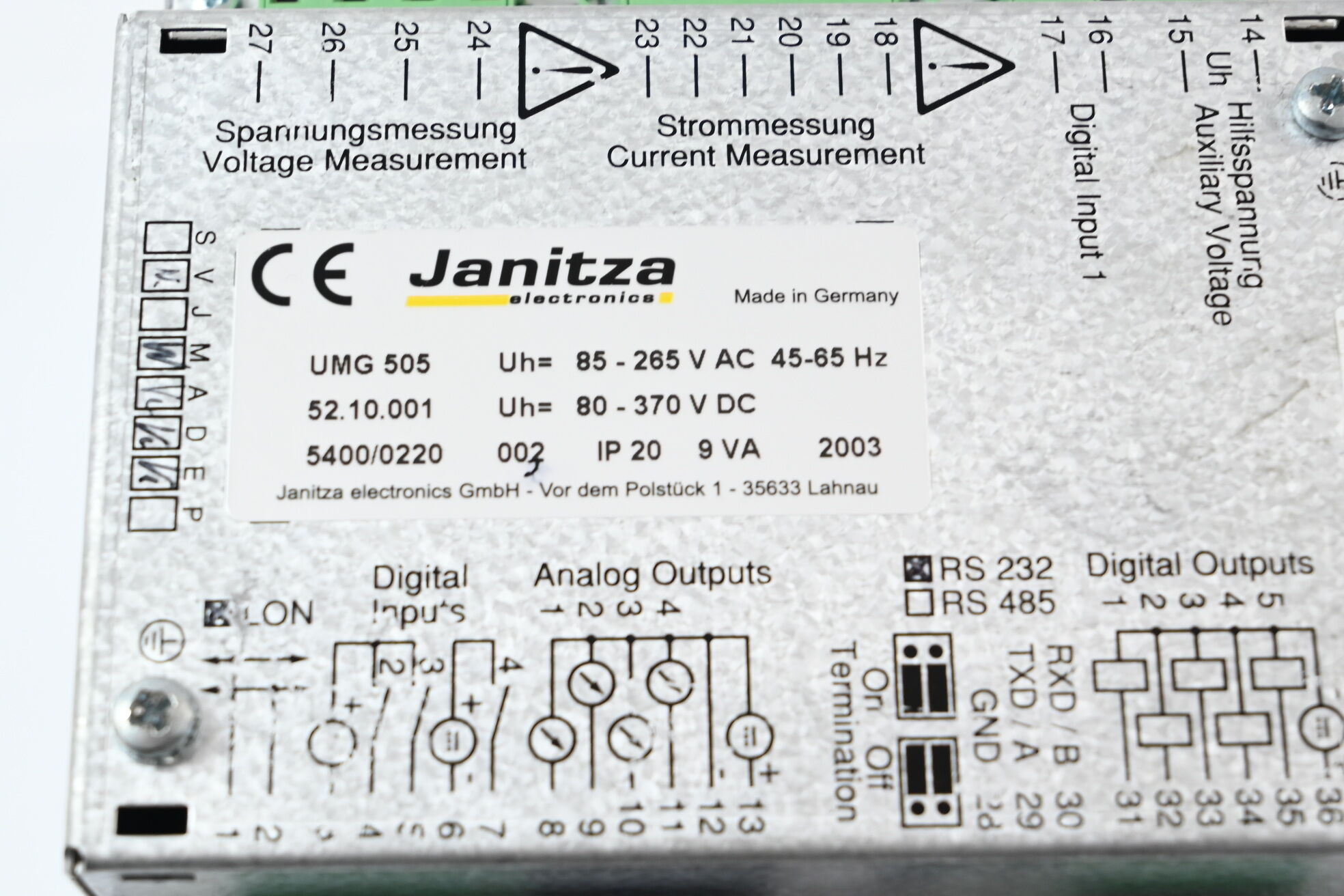 Janitza Universal Measuring Device UMG 505 ( 52.10.001 )