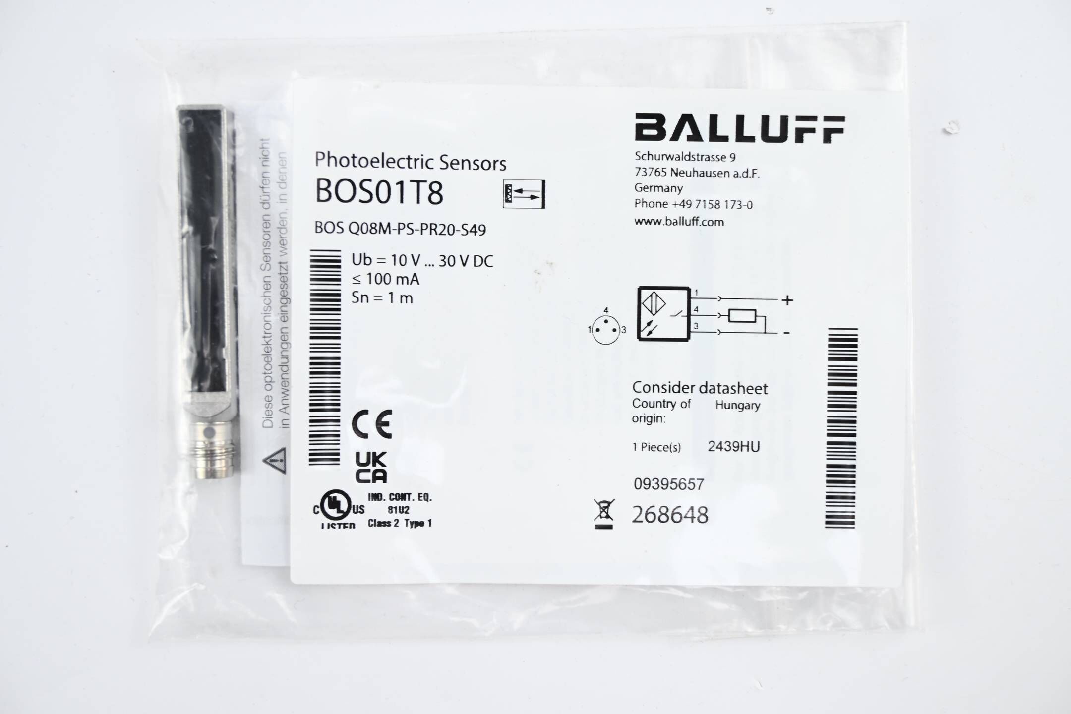 Balluff Reflexionslichtschranke BOS Q08M-PS-PR20-S49 ( BOS01T8 )