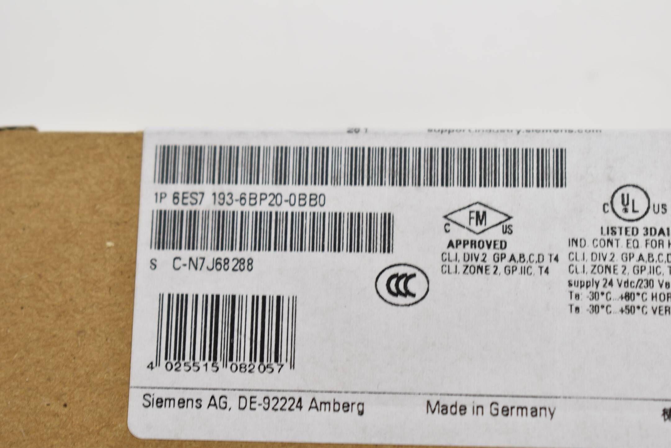 Siemens simatic ET200SP Baseunit 6ES7 193-6BP20-0BB0 ( 6ES7193-6BP20-0BB0 ) E12