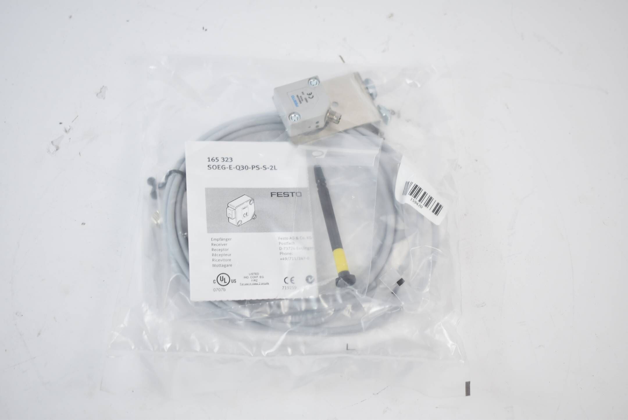 Festo Empfänger SOEG-E-Q30-PS-S-2L ( 165323 ) inkl. Verbindung SIM-M8-3GD-2,5-PU