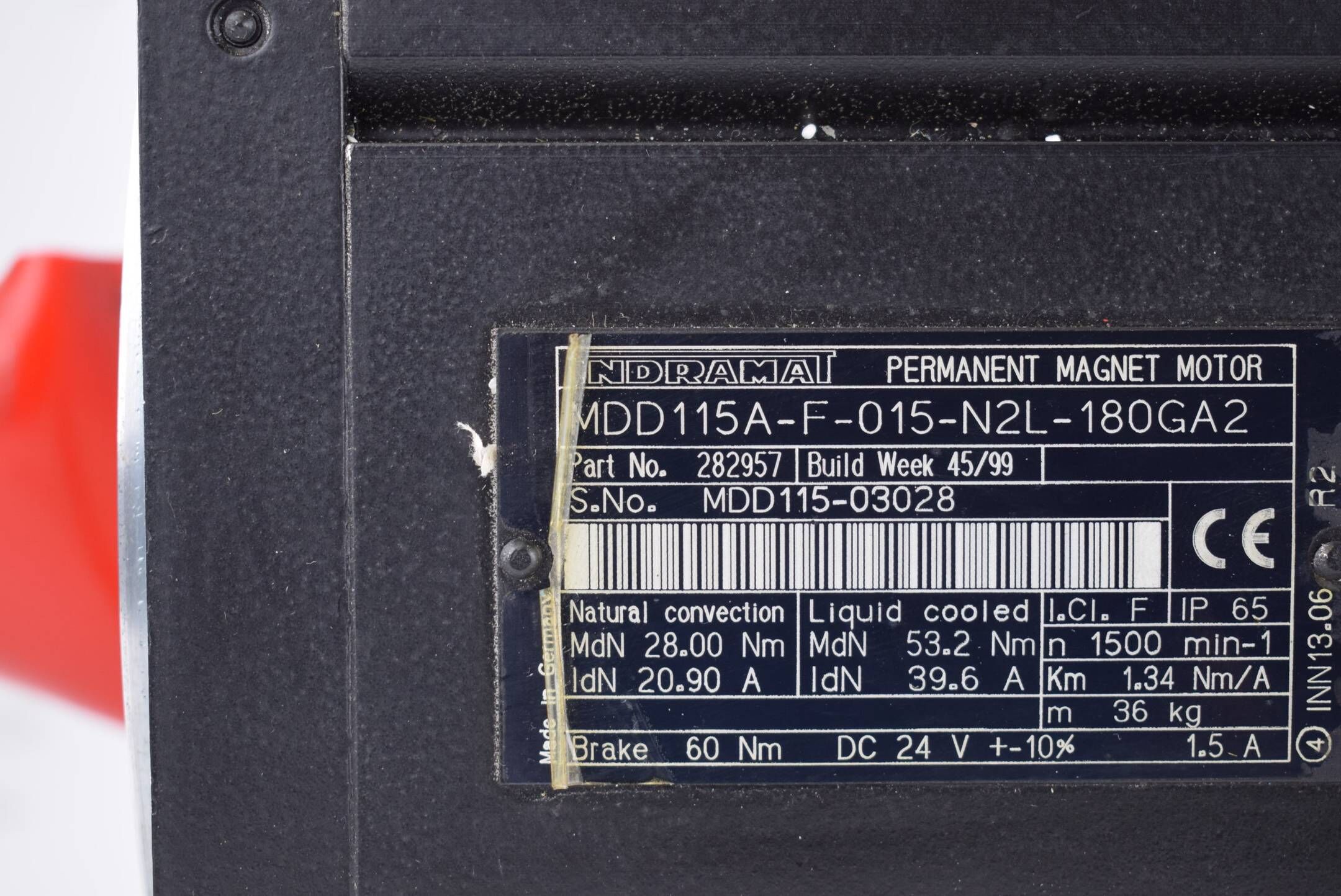 Rexroth Indramat Permanent Magnet Motor MDD115A-F-015-N2L-180GA2