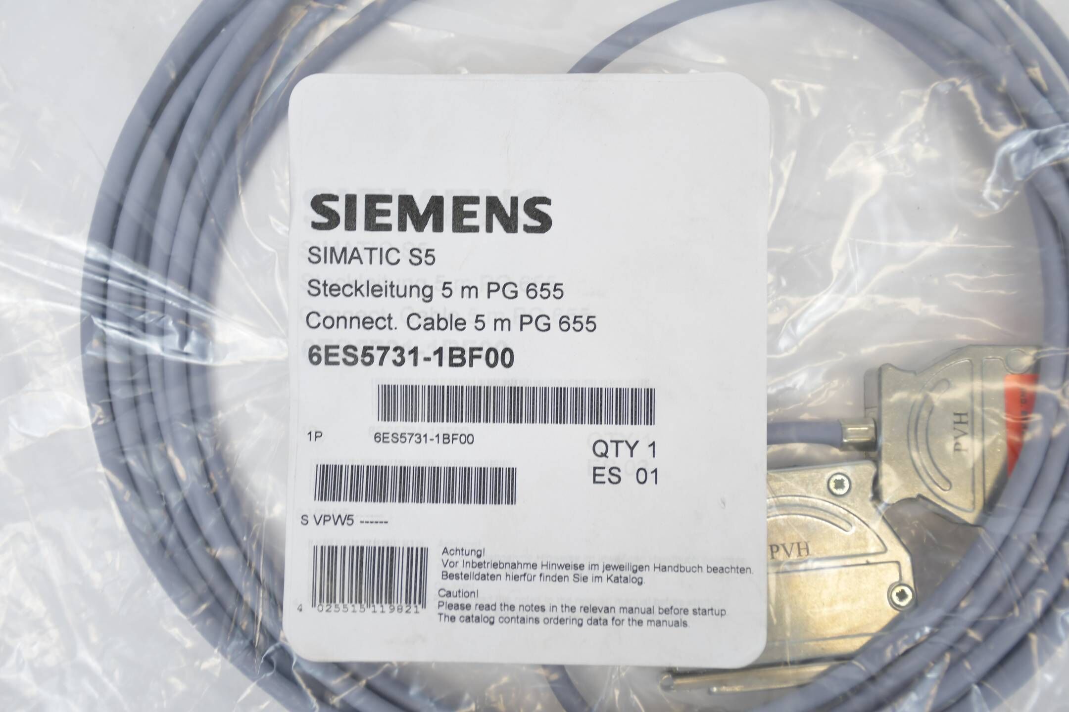 Siemens simatic S5 Steckleitung 5m PG 655 6ES5731-1BF00 ( 6ES5731-1BF00 ) ES1