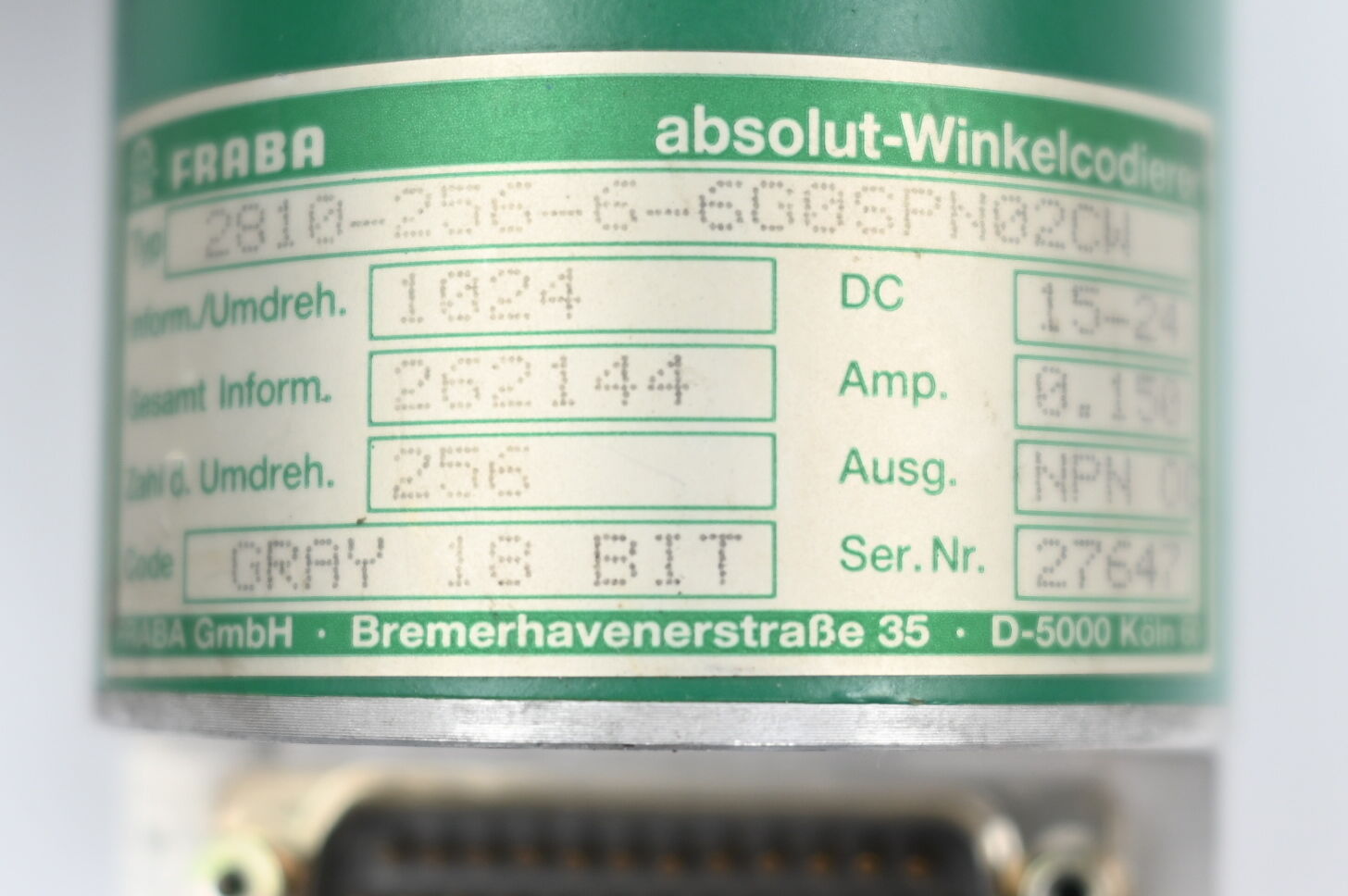 Fraba absolut Winkelcodierer 2810-256-6-6G0SPN02CW
