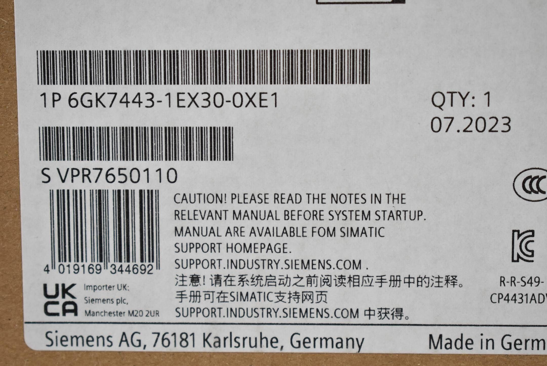 Siemens simatic NET S7-400 6GK7 443-1EX30-0XE1 ( 6GK7443-1EX30-0XE1 ) E2