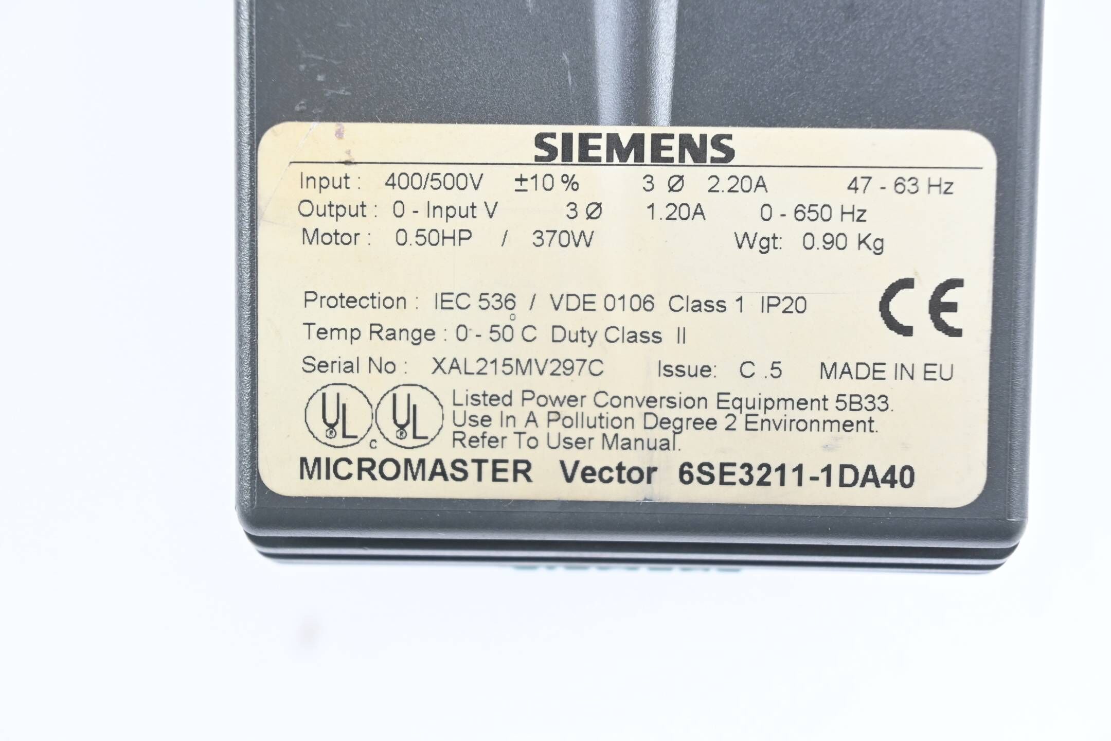 Siemens Micromaster 6SE3211-1DA40 inkl. Unterbau Filter 6SE3290-0DA87-0FB1