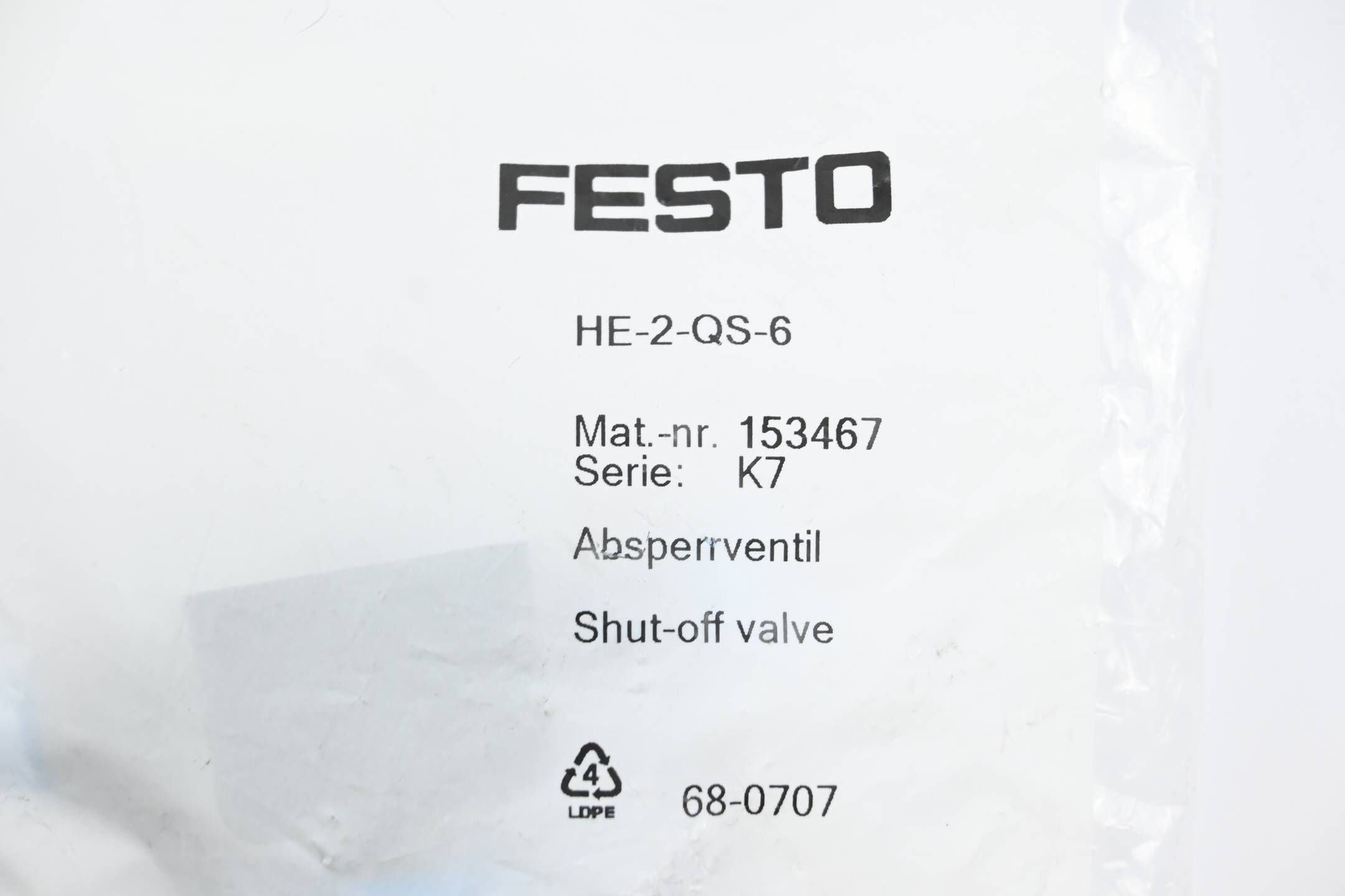 Festo Absperrventil HE-2-QS-6 ( 153467 )