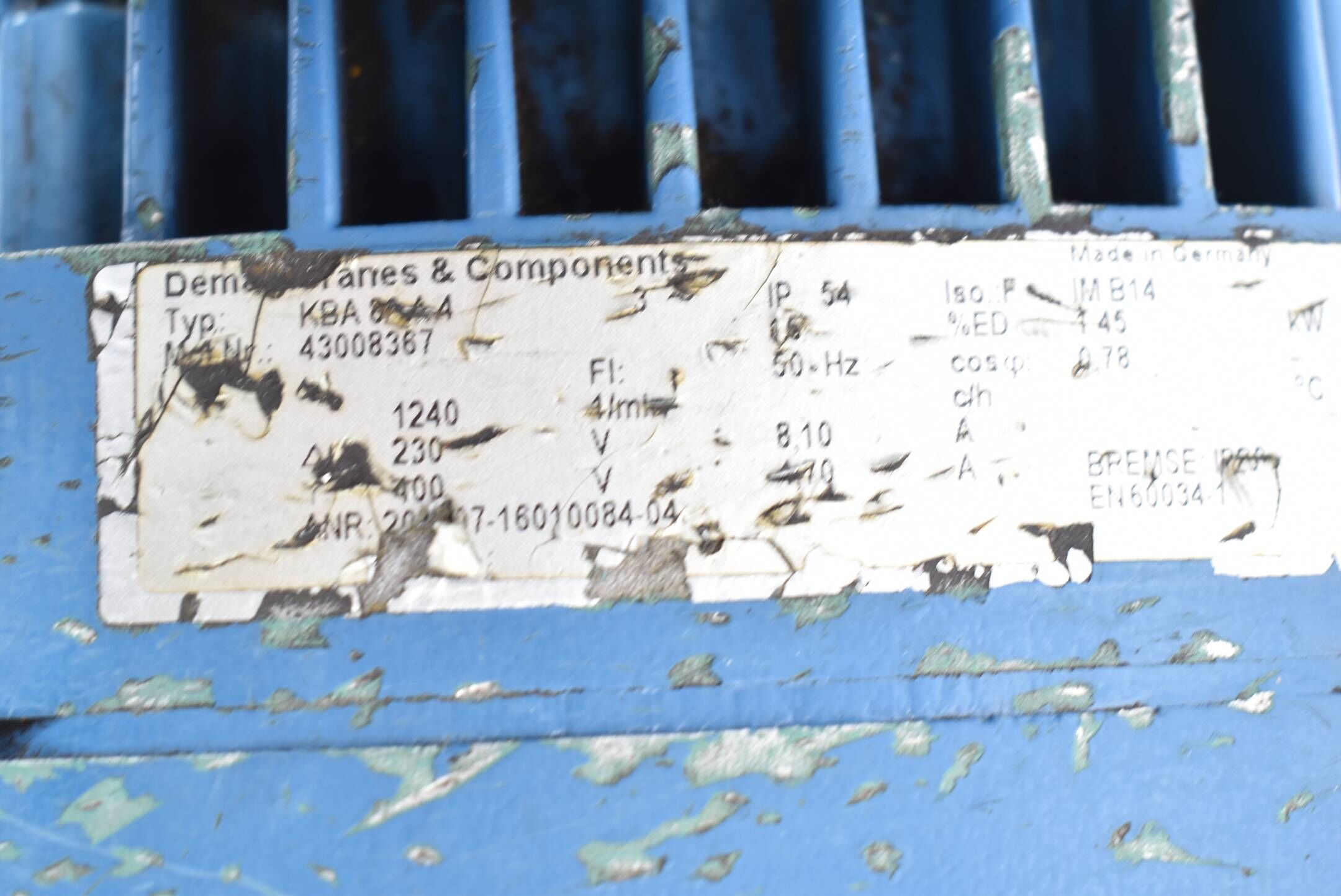 DEMAG Motor KBA 80A4 inkl. Getriebe AUH40TL