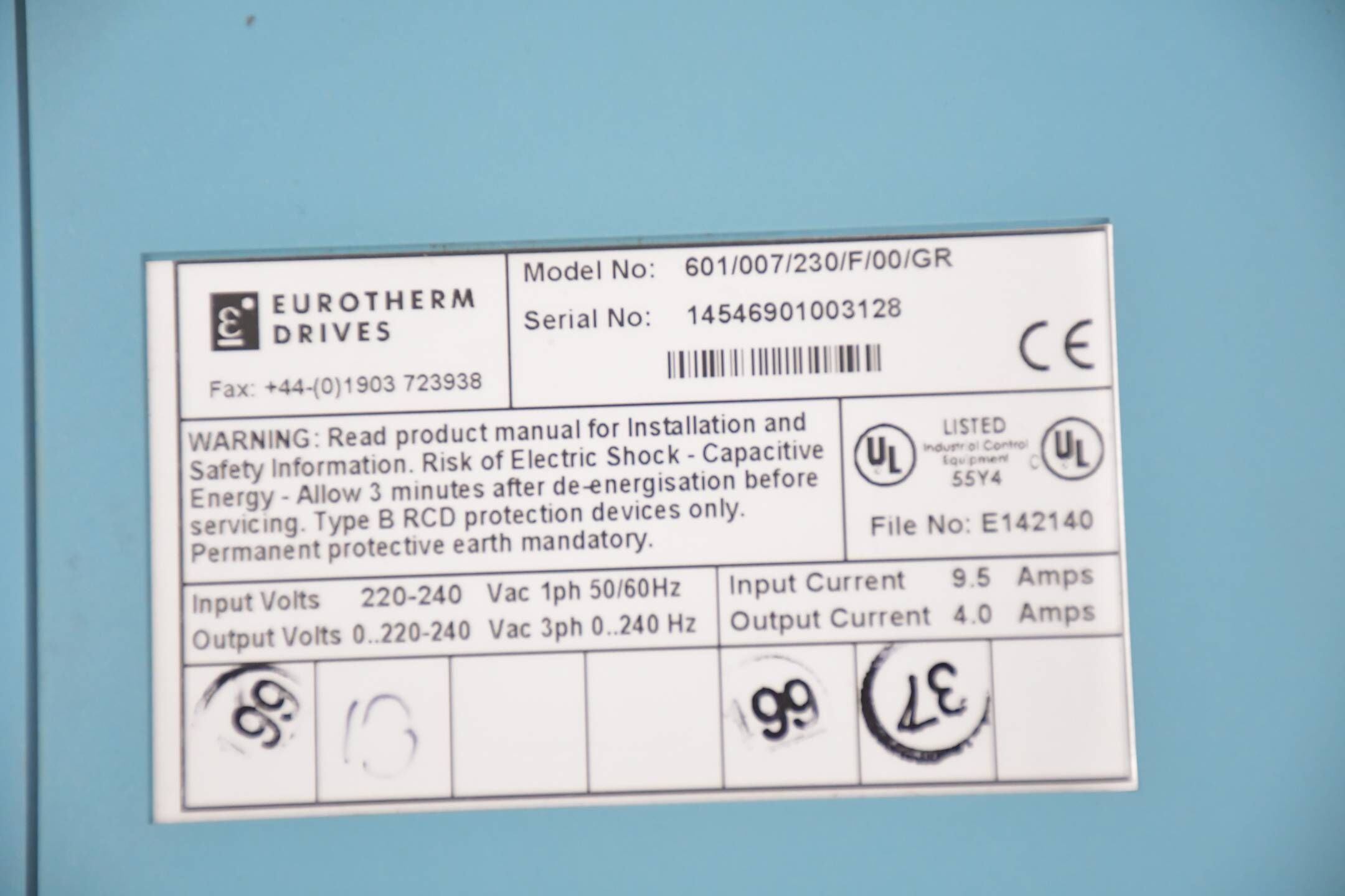 Eurotherm Drives Frequenzumrichter 601/007/230/F/00/GR