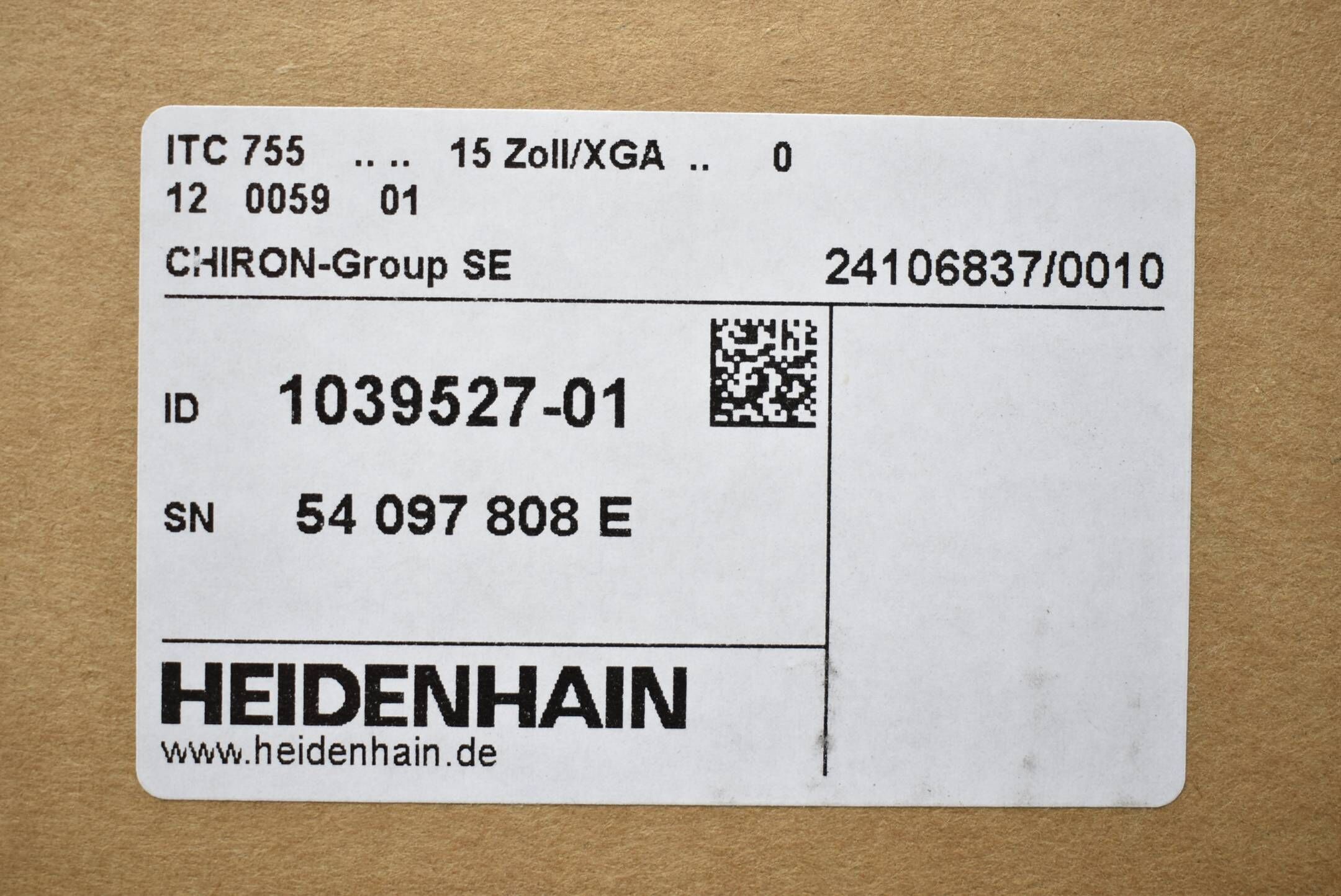 Heidenhain Touch-Bildschirmeinheit ITC 755 15Zoll/XGA ( 1039527-01 )