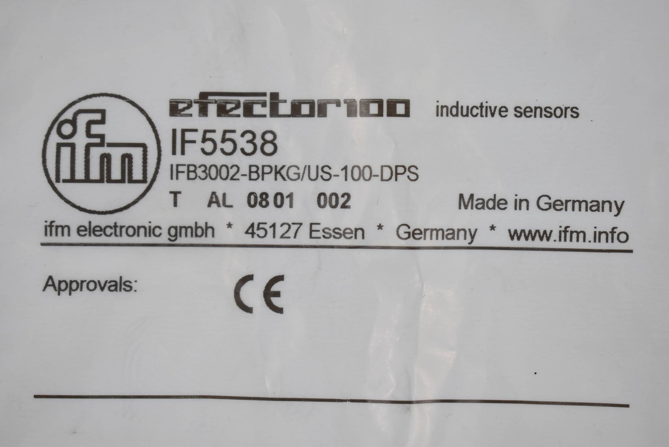 Ifm efector100 induktiver Sensor IF5538 ( IFB3002-BPKG/US-100-DPS )
