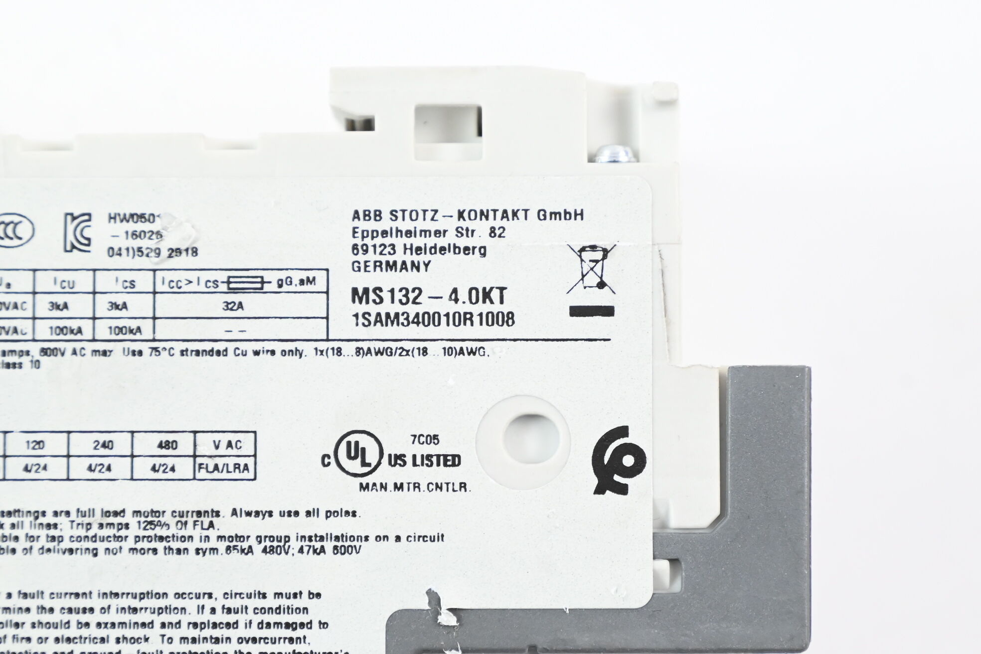 ABB Transformatorschutzschalter MS132-4.0KT ( 1SAM340010R1008 )