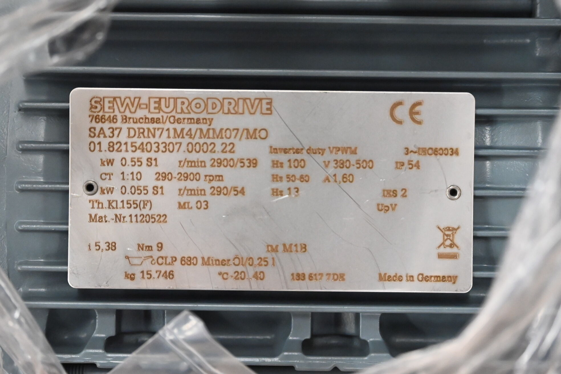 SEW-Eurodrive Getriebemotor SA37 DRN71M4/MM07/MO ( SA37DRN71M4/MM07/MO )