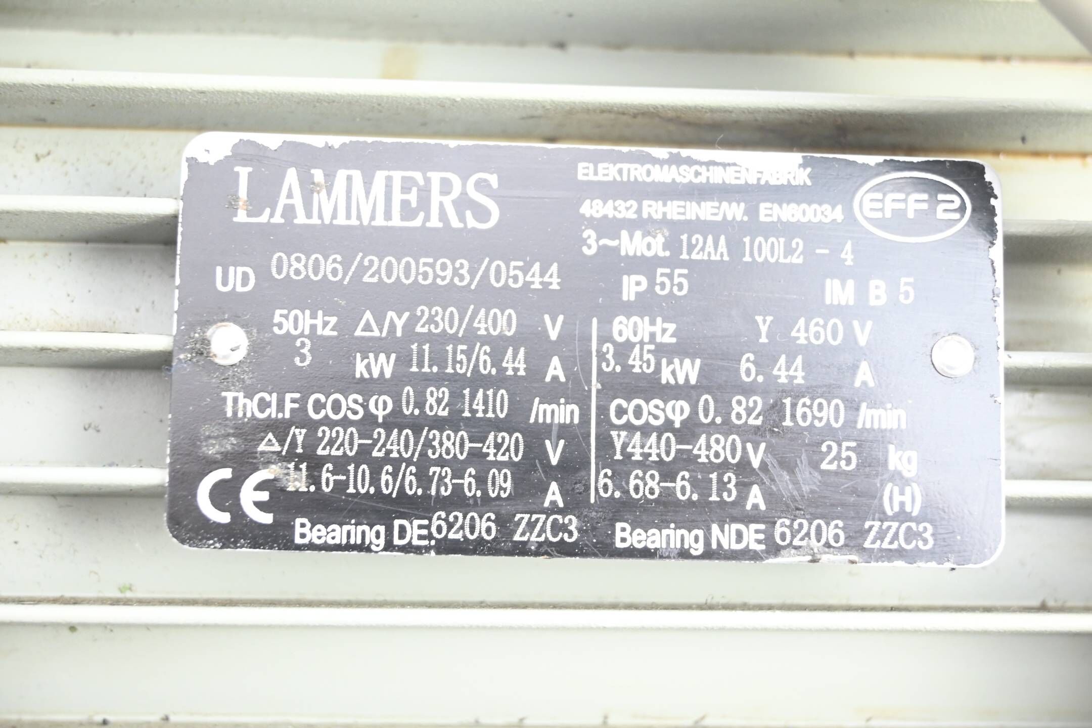 Lammers 3~ Motor 12AA 100L2-4 inkl. Raja-Lovejoy Pumpe RV250/120/082
