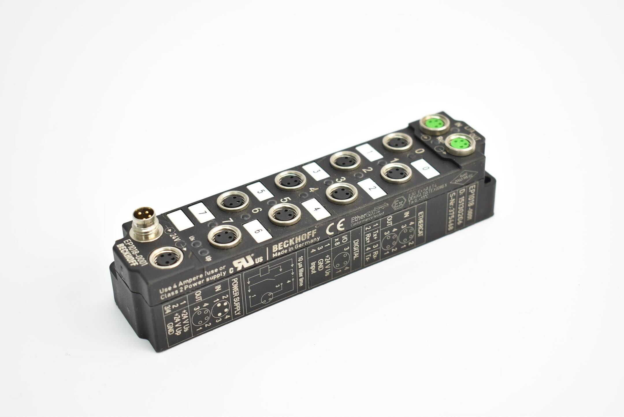 Beckhoff EtherCAT Box 8-Kanal-Digital-Eingang 24VDC M8 EP1018-0001