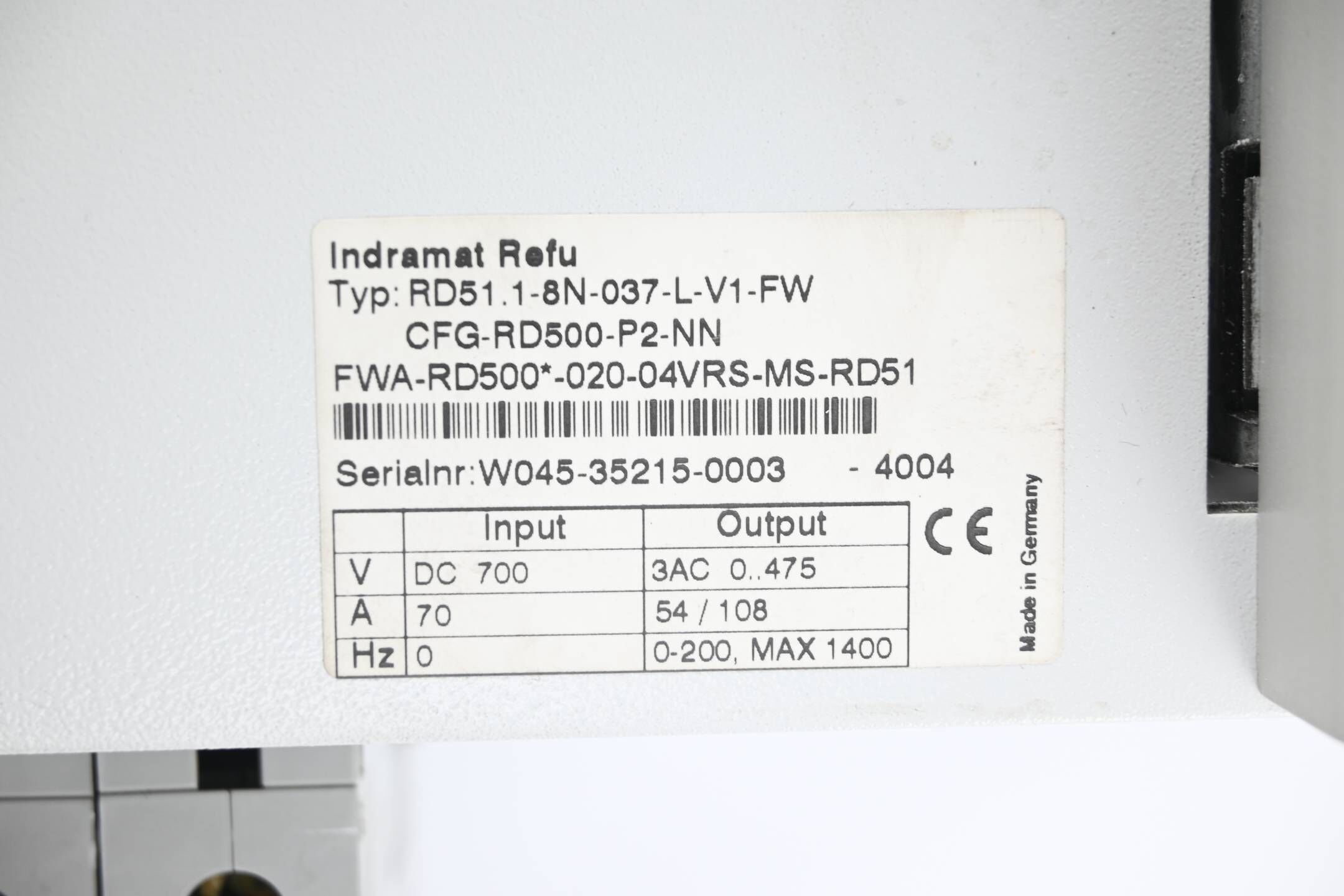 Rexroth Indramat Refu RD51.1-8N-037-L-V1-FW ( CFG-RD500-P2-NN )