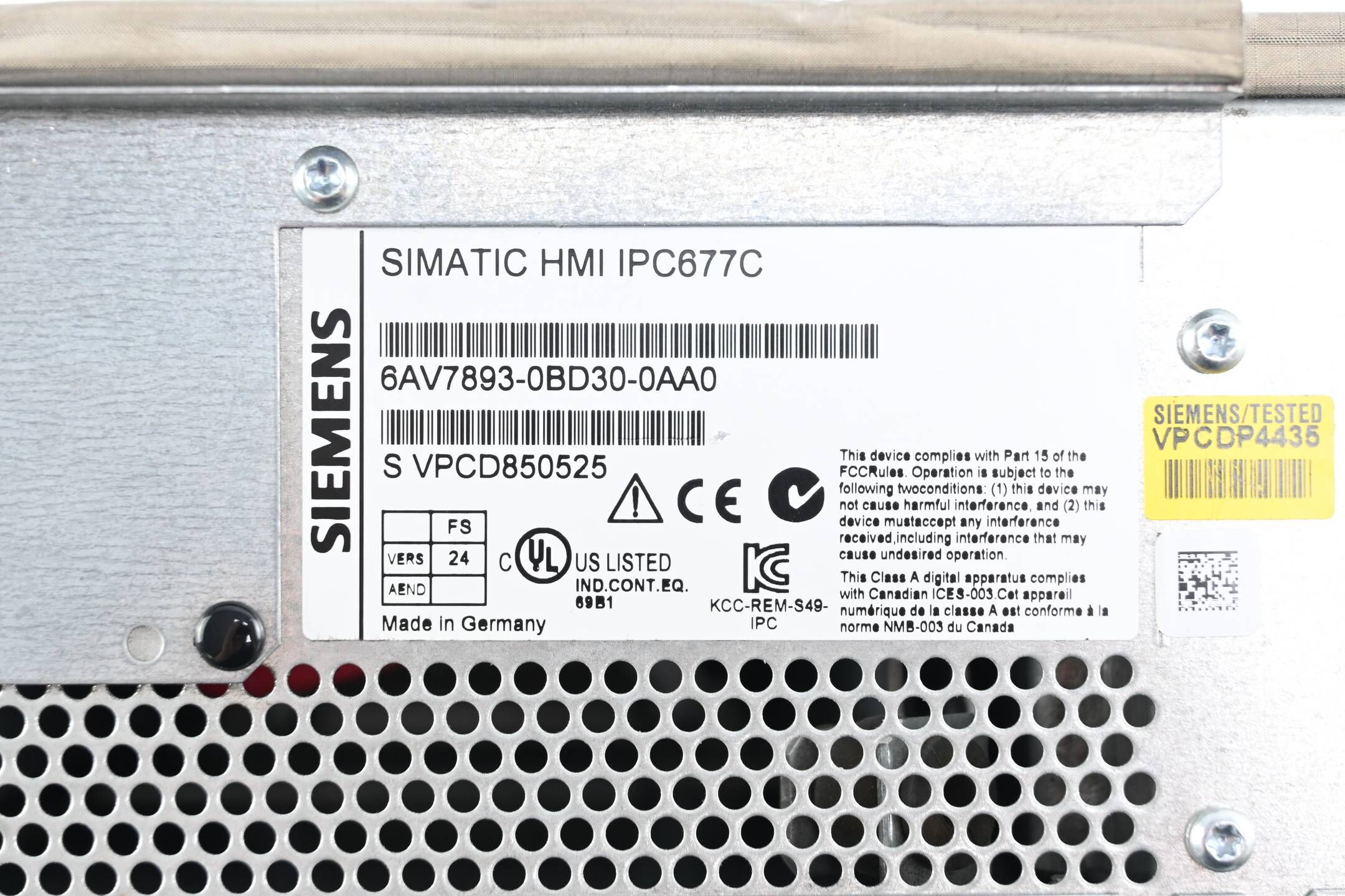 Siemens Simatic HMI IPC677C 6AV7893-0BD30-0AA0 ( 6AV7 893-0BD30-0AA0 ) Ver. 24