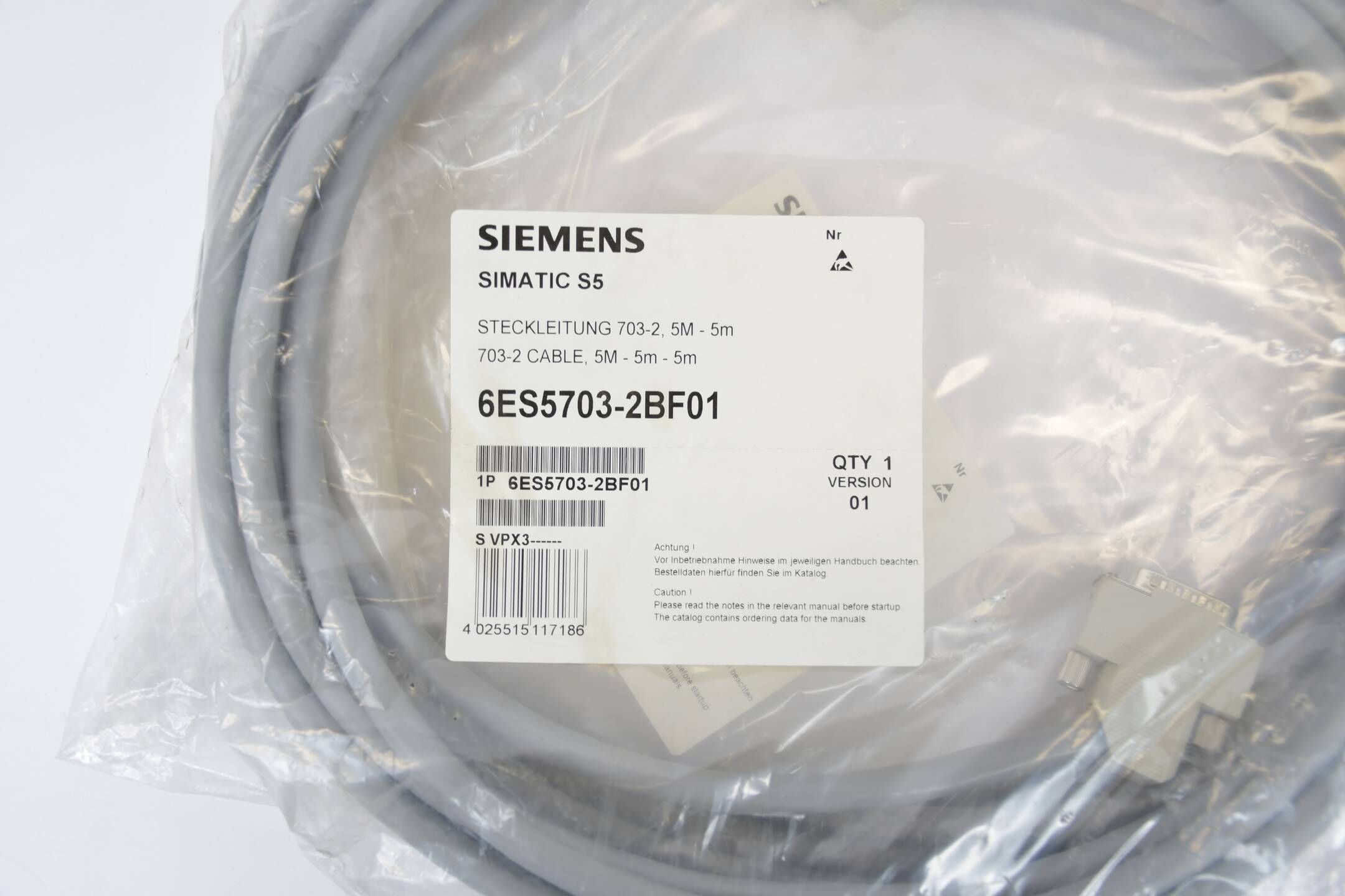 Siemens simatic S5 Steckleitung 703-2 5M 6ES5703-2BF01 ( 6ES5703-2BF01 )