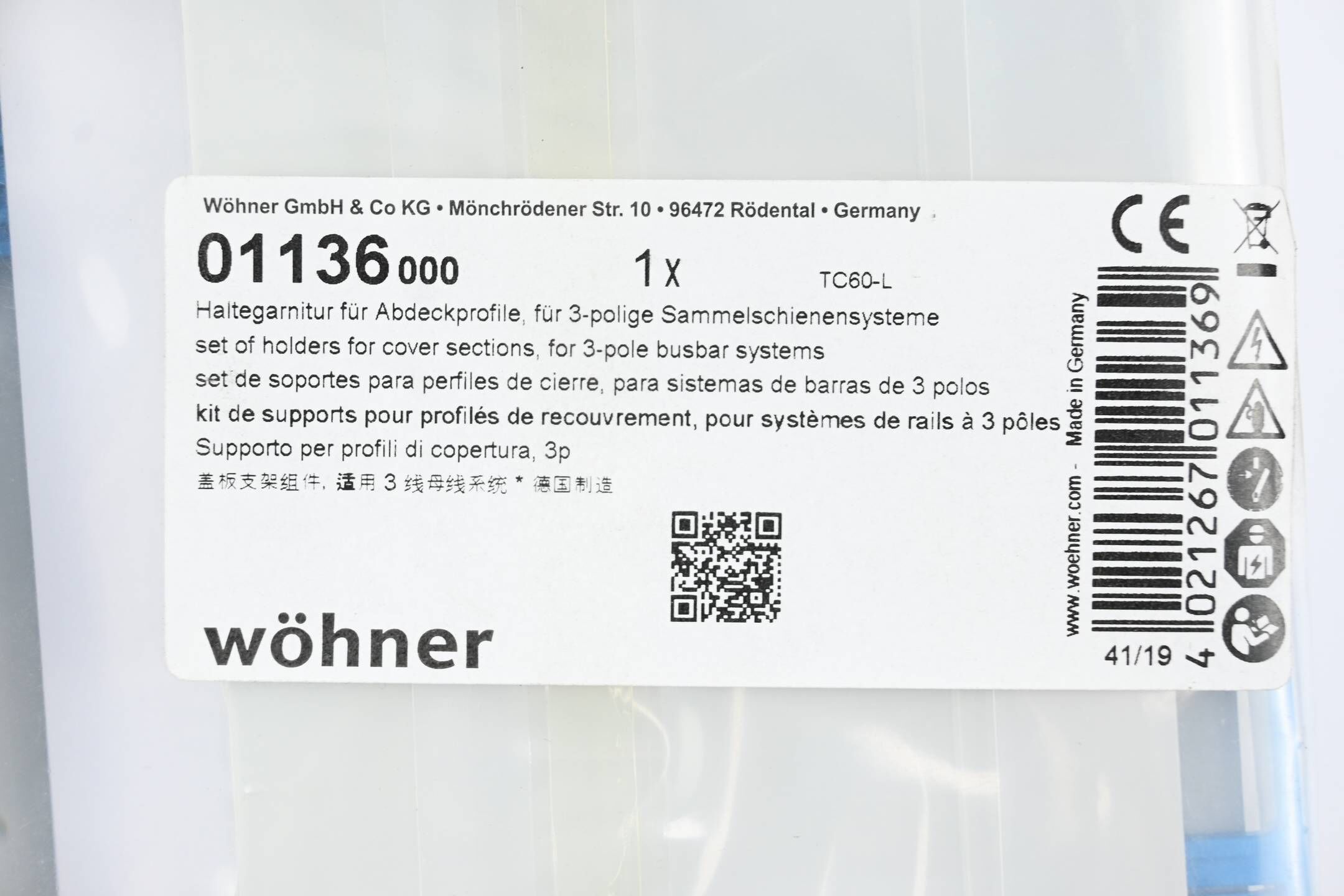 Wöhner Haltegarnitur für Abdeckprofile 01136 ( 01136000 )