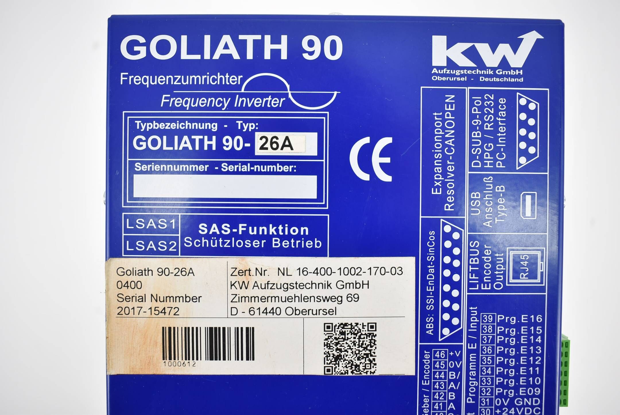 KW Aufzugtechnik Frequenzumrichter Goliath 90-26A
