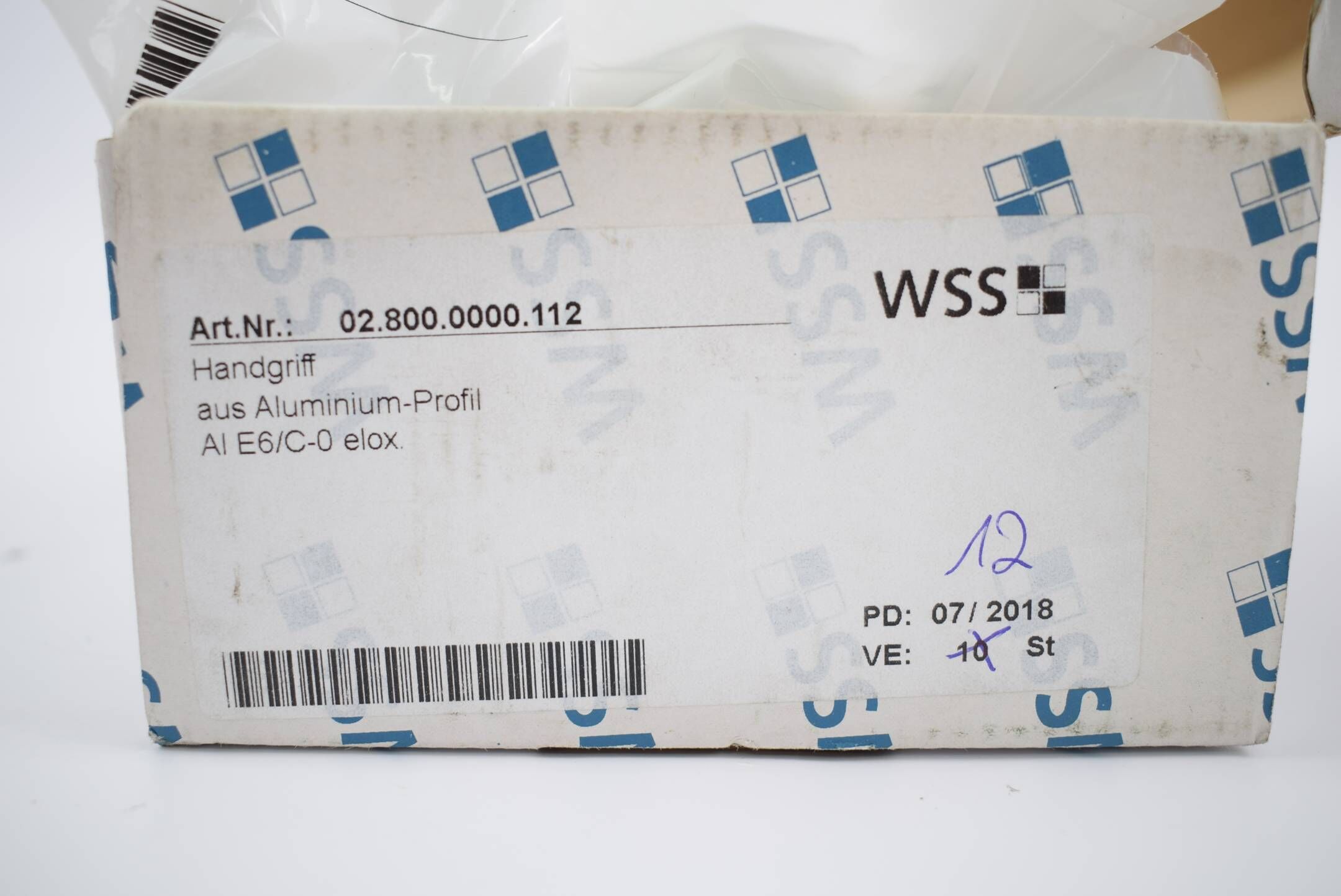 WSS Handgriff aus Aluminium Profil 02.800.0000.112  12 Stück