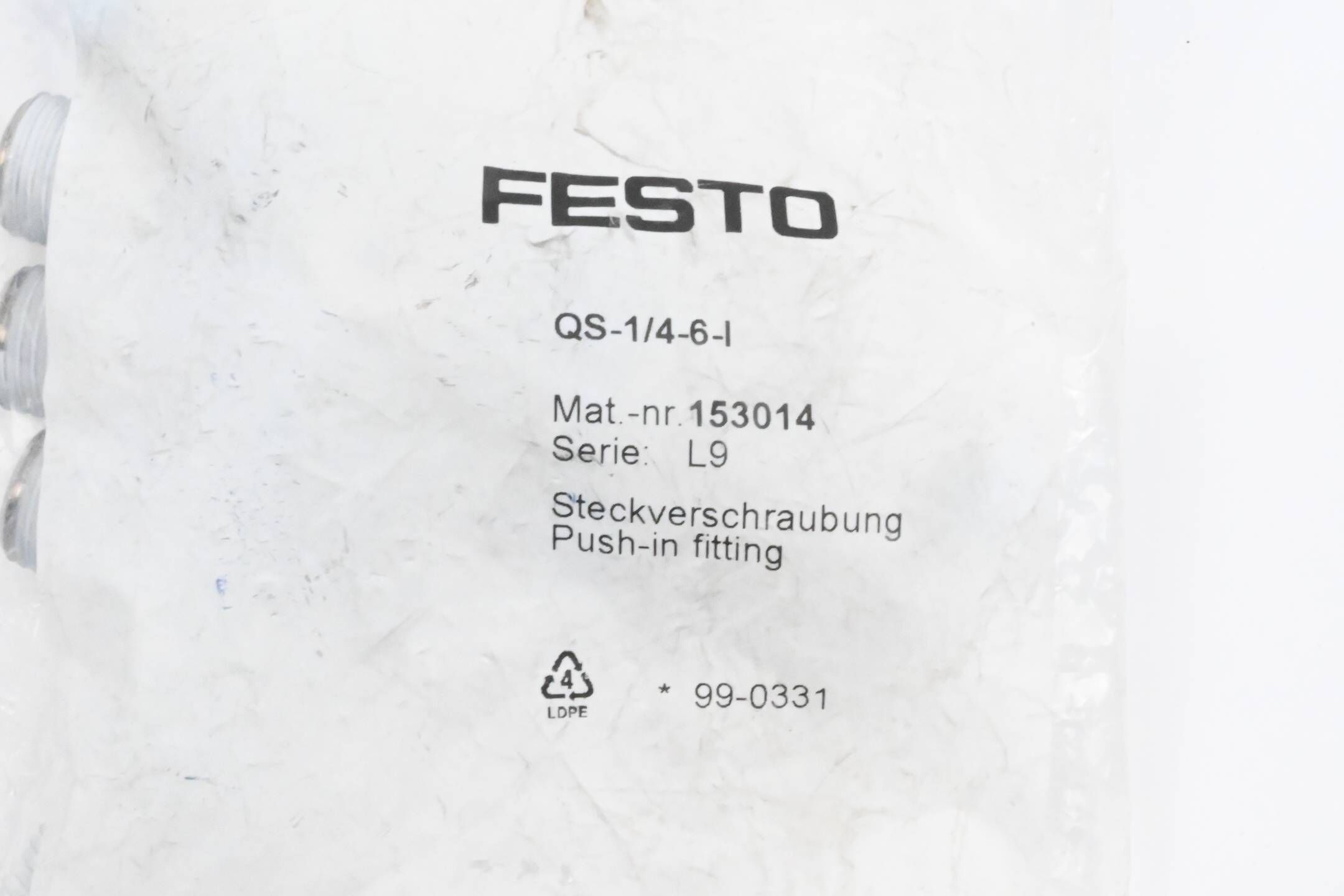 Festo 10 Stück Steckverschraubung QS-1/4-6-I ( 153014 )