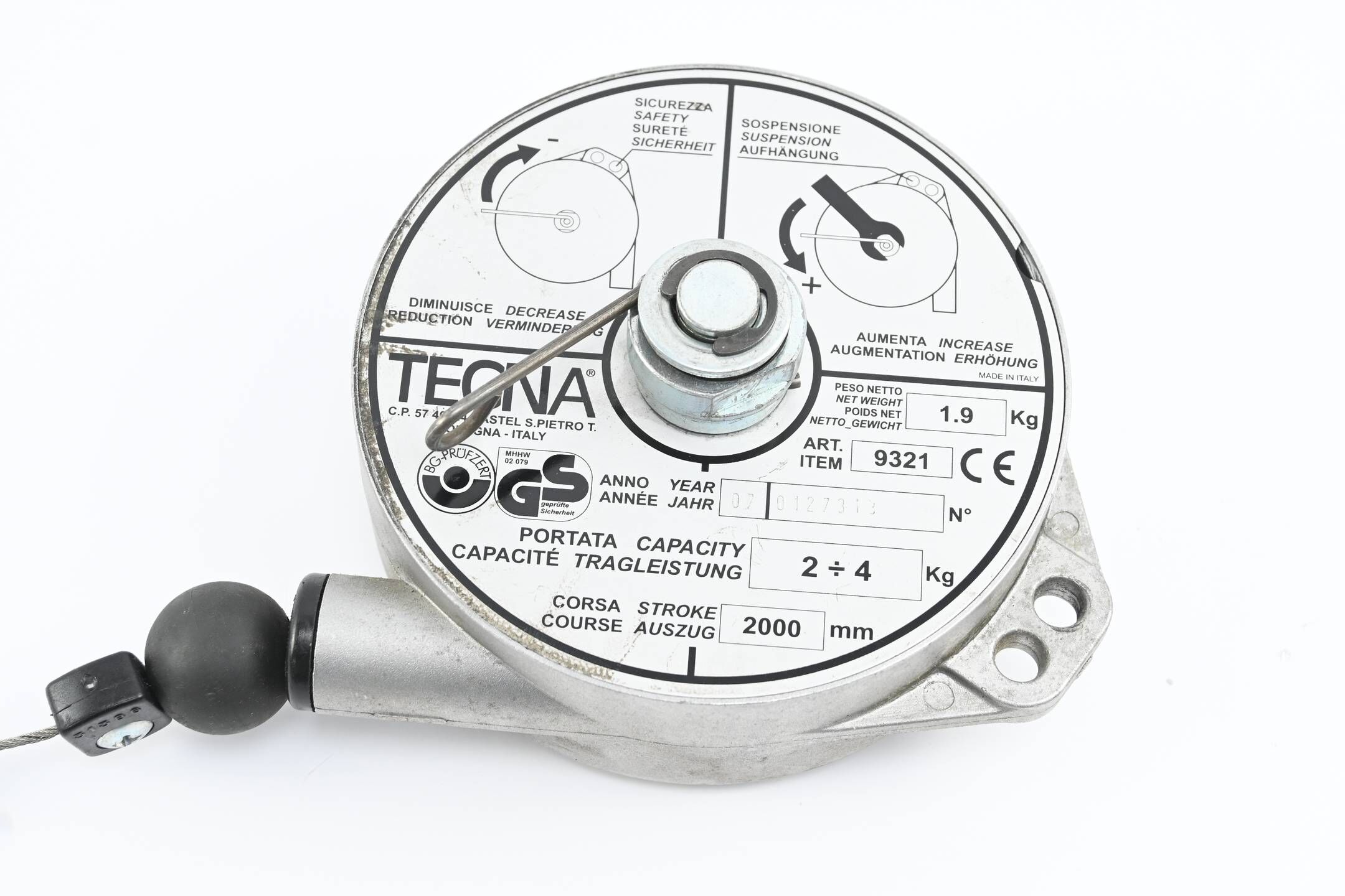 Tecna Federzug 9321 Tragleistung: 2-4kg Seilauszug: 2000mm