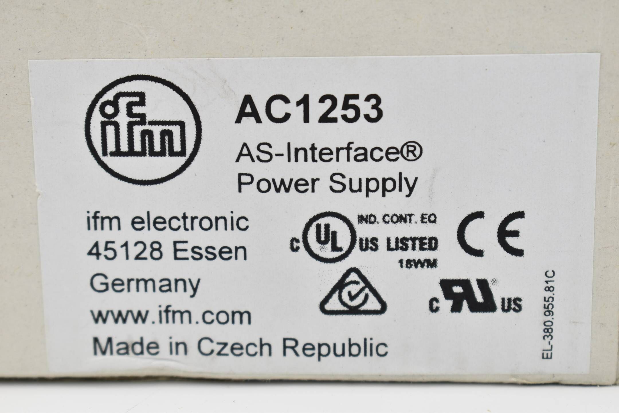 Ifm AS-Interface Stromversorgung DC30,5V 8A 3AC 380-480V AC1253