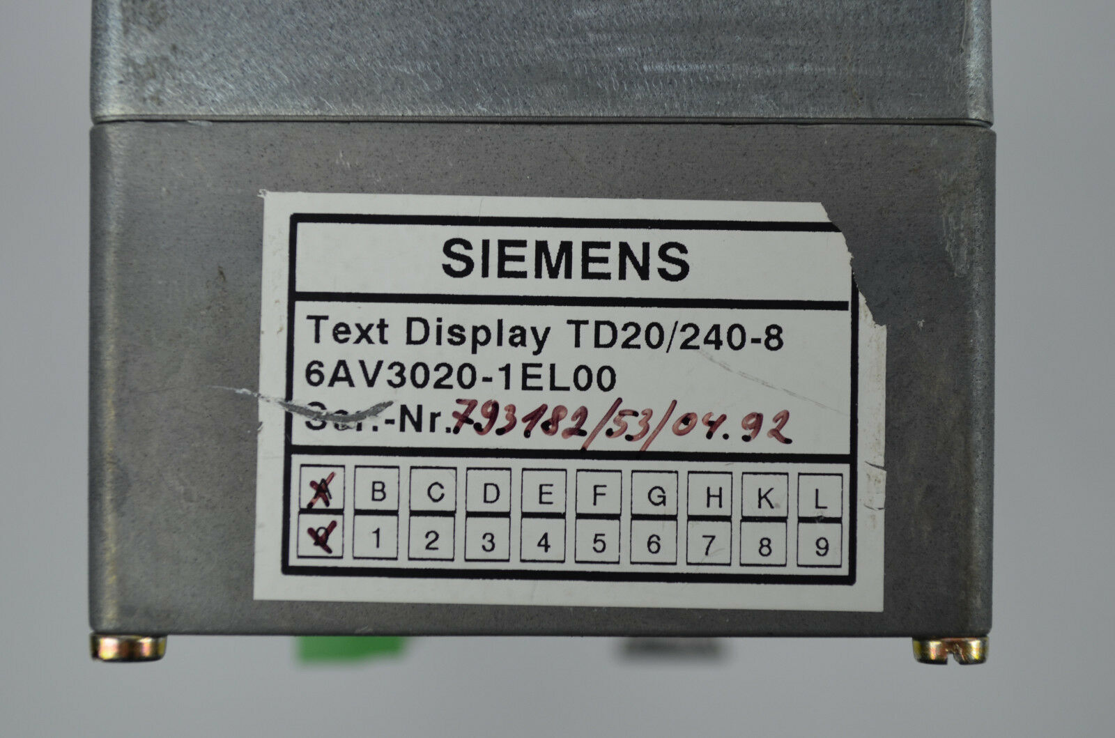 Siemens Text Display TD20/240-8 6AV3020-1EL00 ( 6AV3 020-1EL00 )