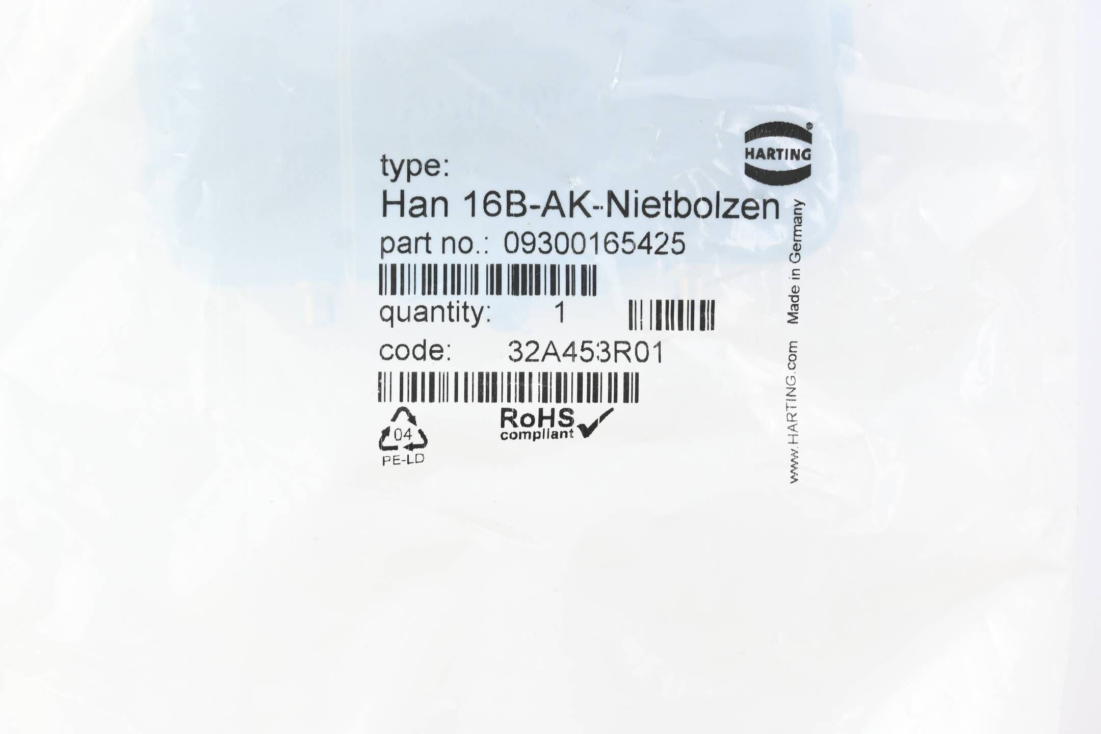 Harting Schutzkappe Han 16B-AK-Nietbolzen ( 09300165425 )