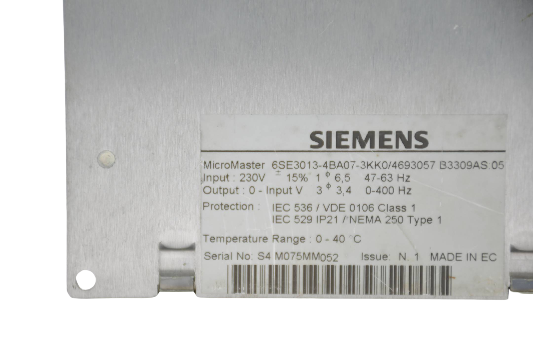 Siemens simovert P MicroMaster 6SE3013-4BA07-3KK0 ( 6SE3 013-4BA07-3KK0 )