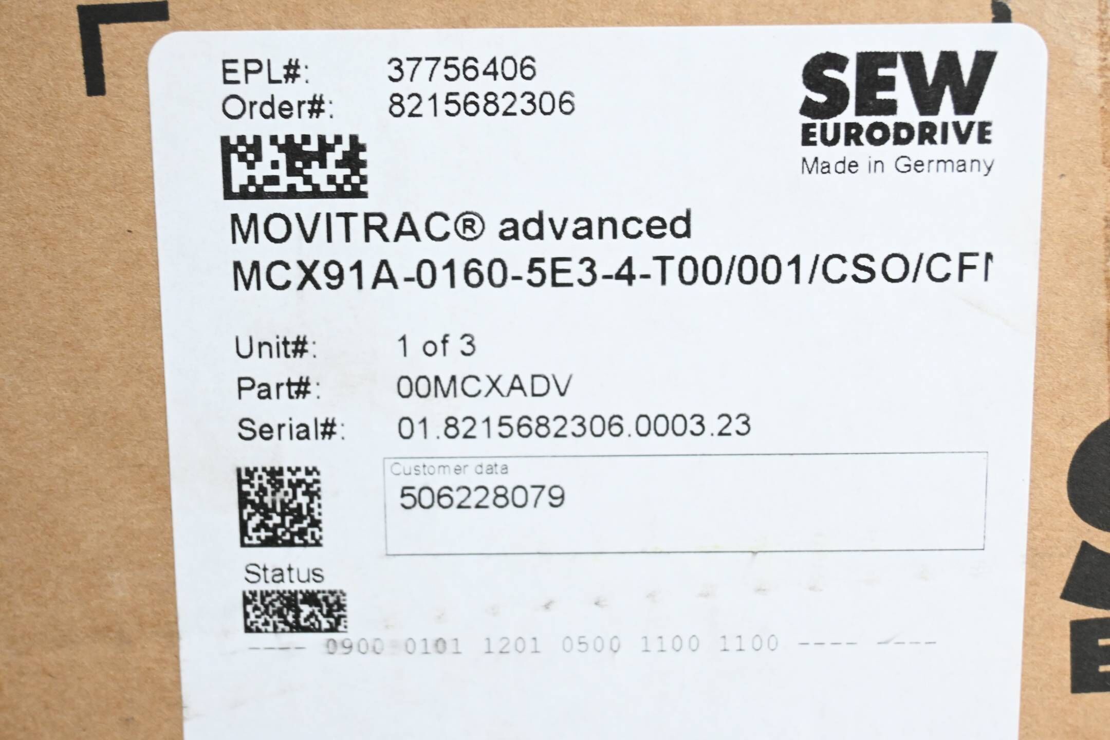 SEW-Eurodrive Movitrac Umrichter MCX91A-0160-5E3-4-T00/001/CSO/CFN/CM M