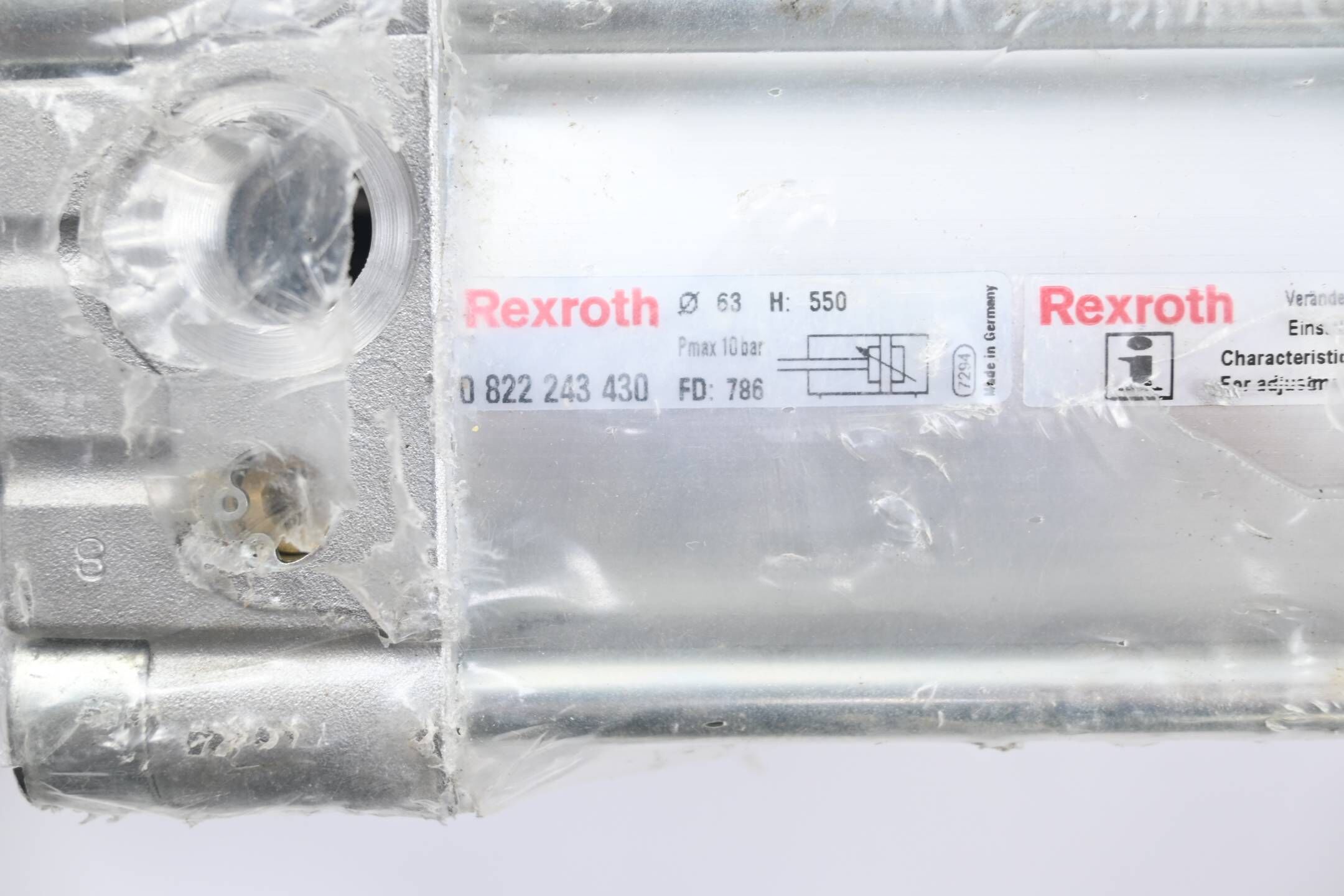 Rexroth Pneumatik Zylinder 0822243430 ( 0 822 243 430 ) ⌀63 H:550 Pmax:10bar
