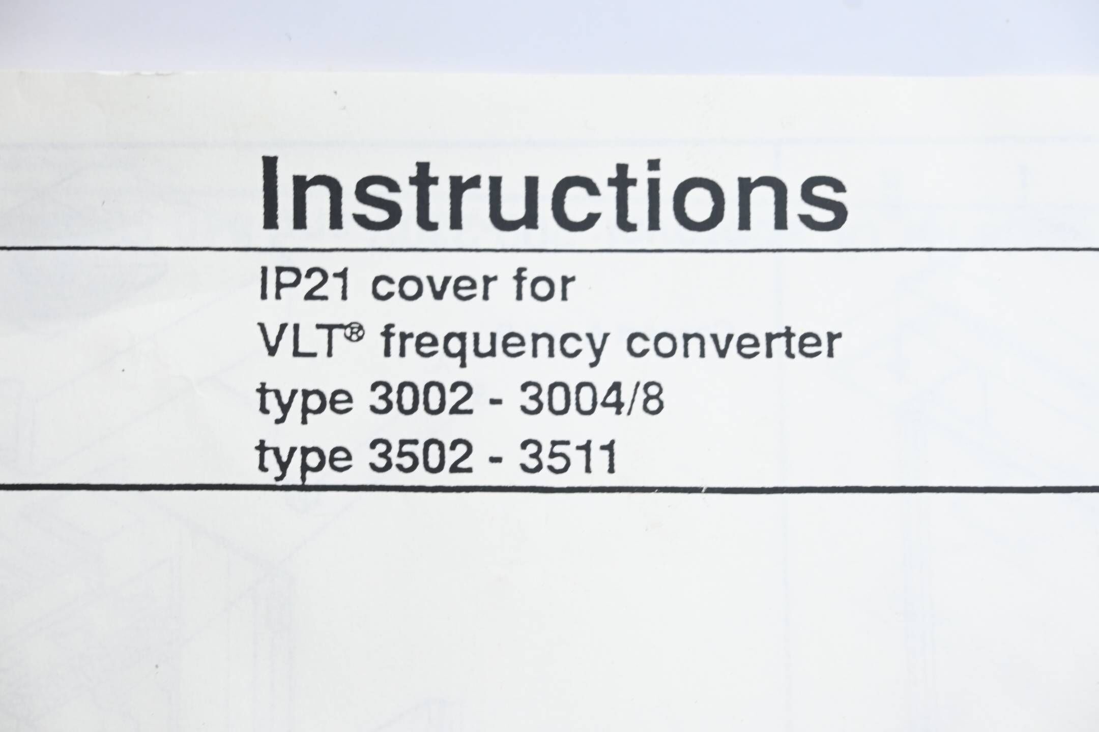 Danfoss IP21 Cover für type 3002-3004/8 + type 3502-3511 ( 175H1007 )