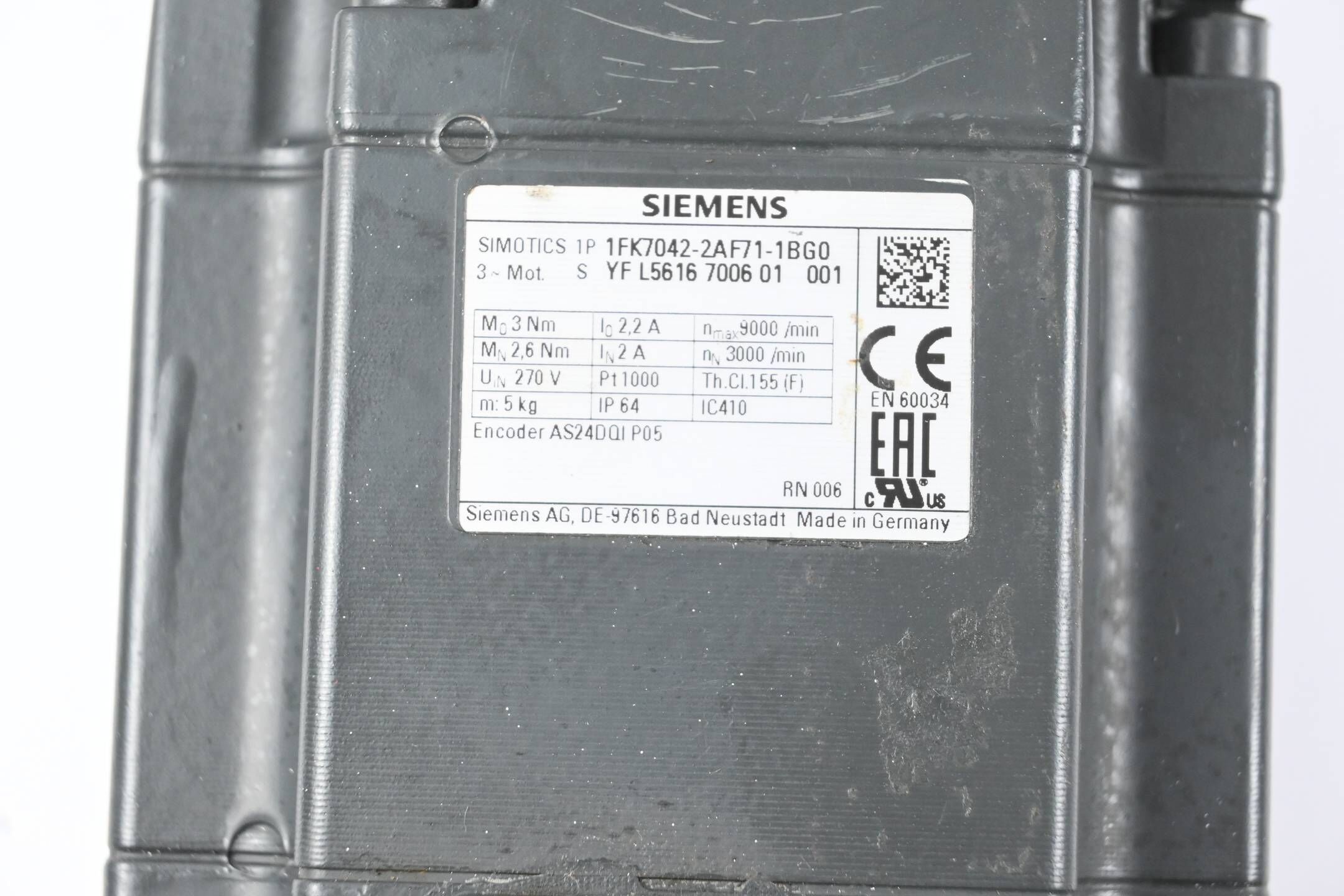 Siemens Simotics Servomotor 1FK7042-2AF71-1BG0 ( 1FK7 042-2AF71-1BG0 )