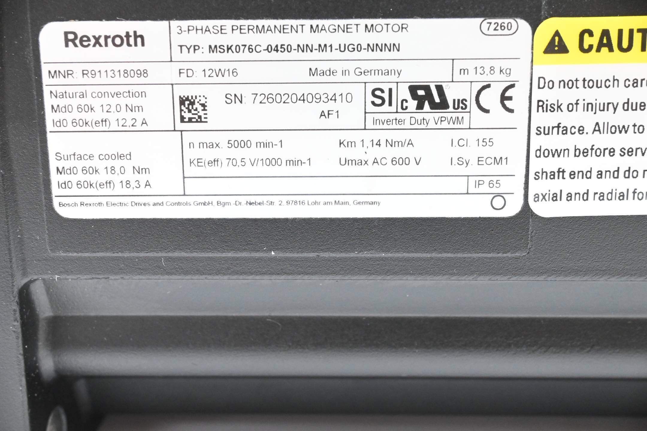 Rexroth Servomotor MSK076C-0450-NN-M1-UG0-NNNN ( R911318098 )