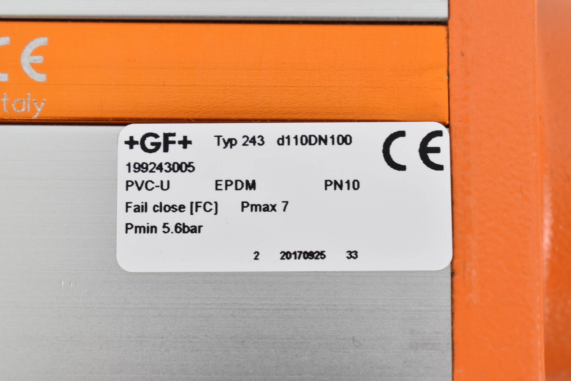 GF Pneumatikantrieb 198800728 7bar + Absperrklappe 199243005 Typ 243 d110DN100