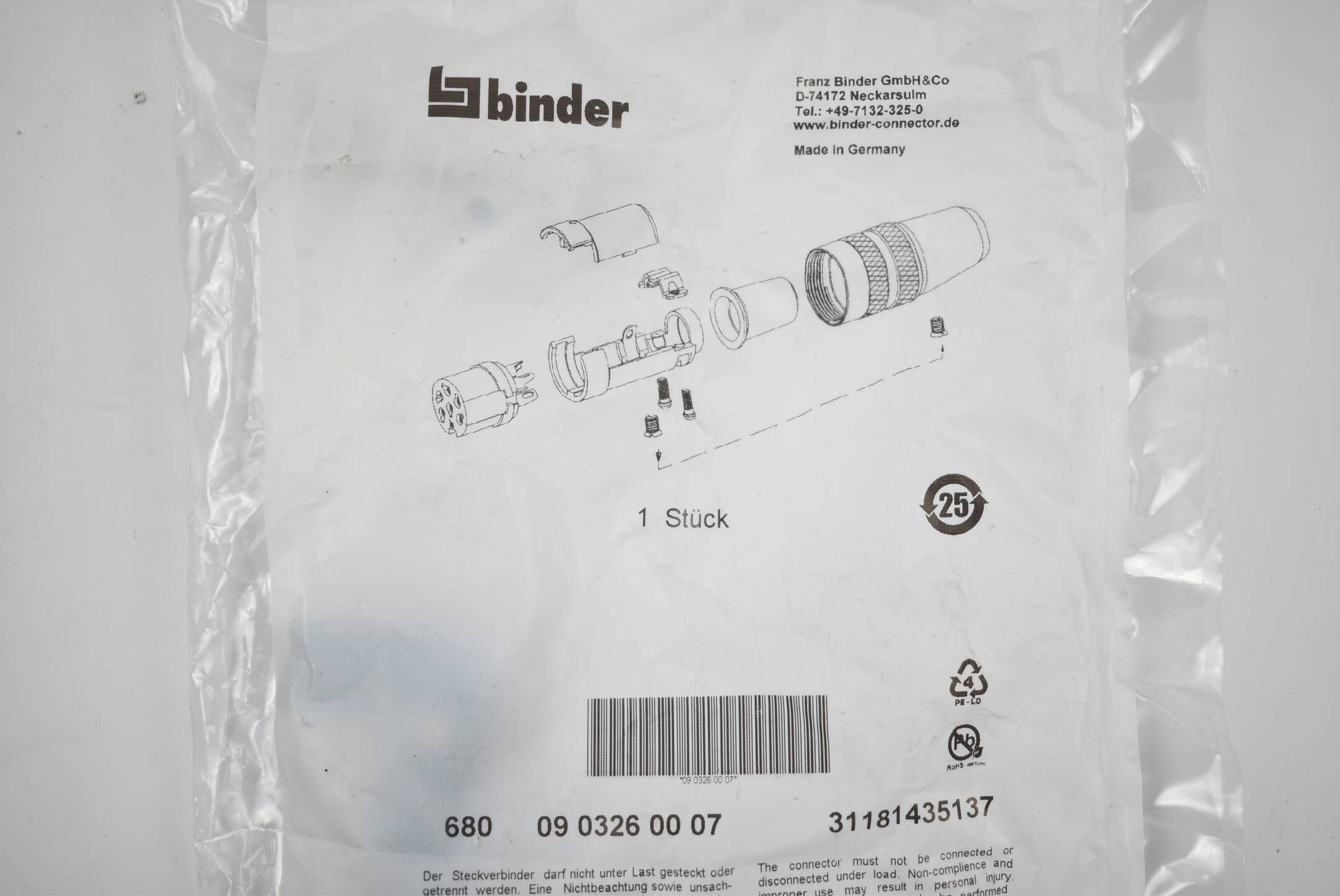 Binder Steckverbinder 680 09 0326 00 07 ( 6800903260007 )