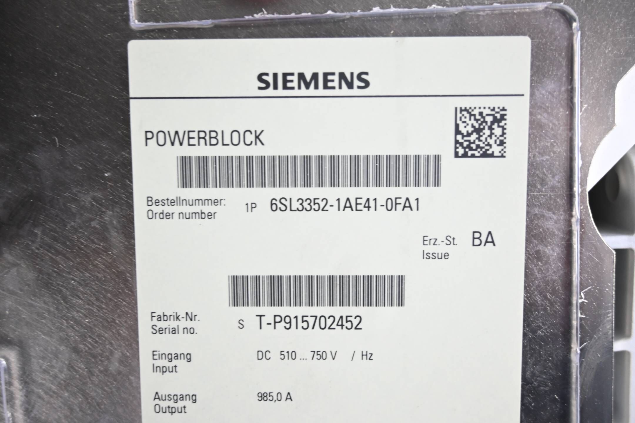Siemens Sinamics Motor Module 6SL3320-1TE41-0AA3 inkl. 3x 6SL3352-1AE41-0FA1