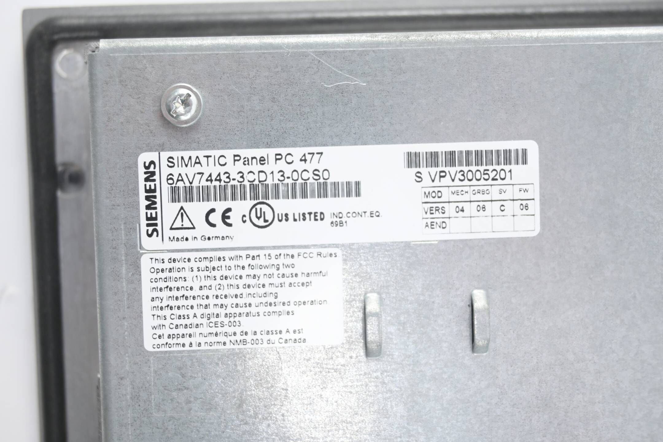 Siemens Simatic Panel PC 477 6AV7443-3CD13-0CS0 ( 6AV7 443-3CD13-0CS0 )FW 06