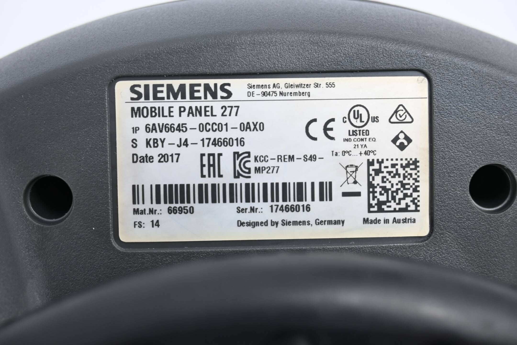 GENERALÜBERHOLT Siemens SIMATIC Mobile Panel 277 6AV6645-0CC01-0AX0