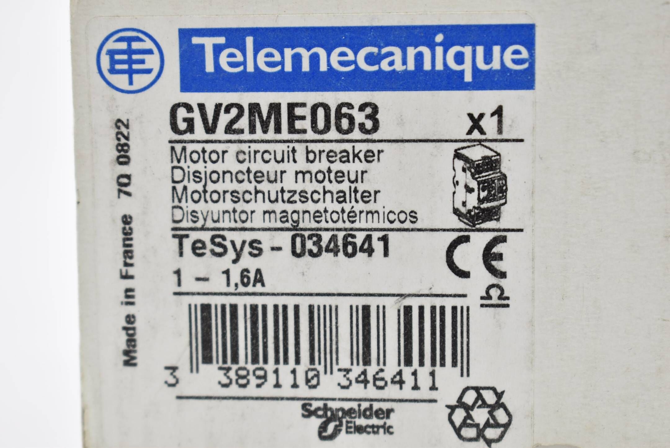 Schneider Telemecanique Motorschutzschalter GV2ME063 / 1-1,6 A