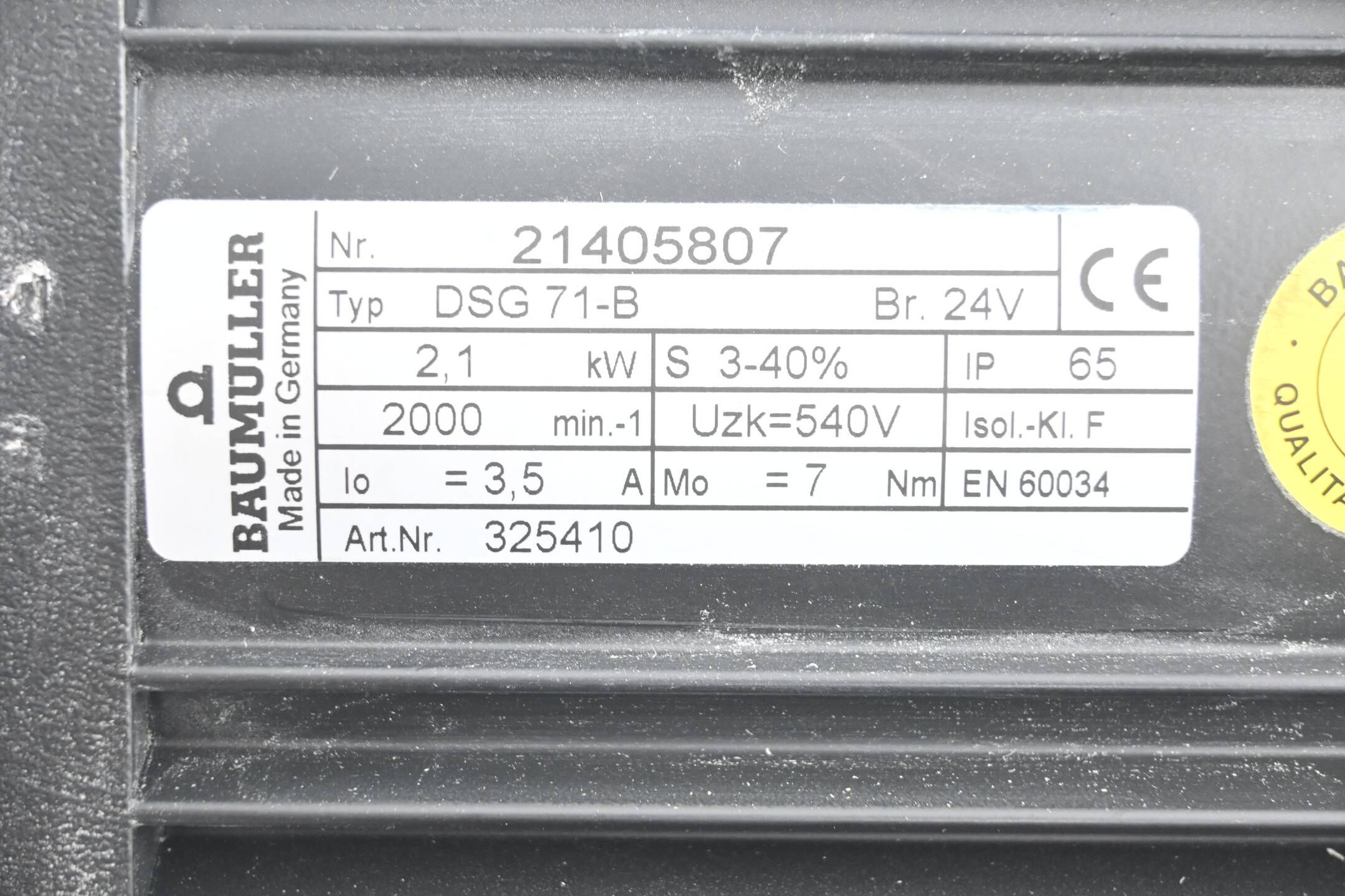 Baumüller Servomotor DSG 71-B ( 325410 ) inkl. Geber RE-21-1-A05 