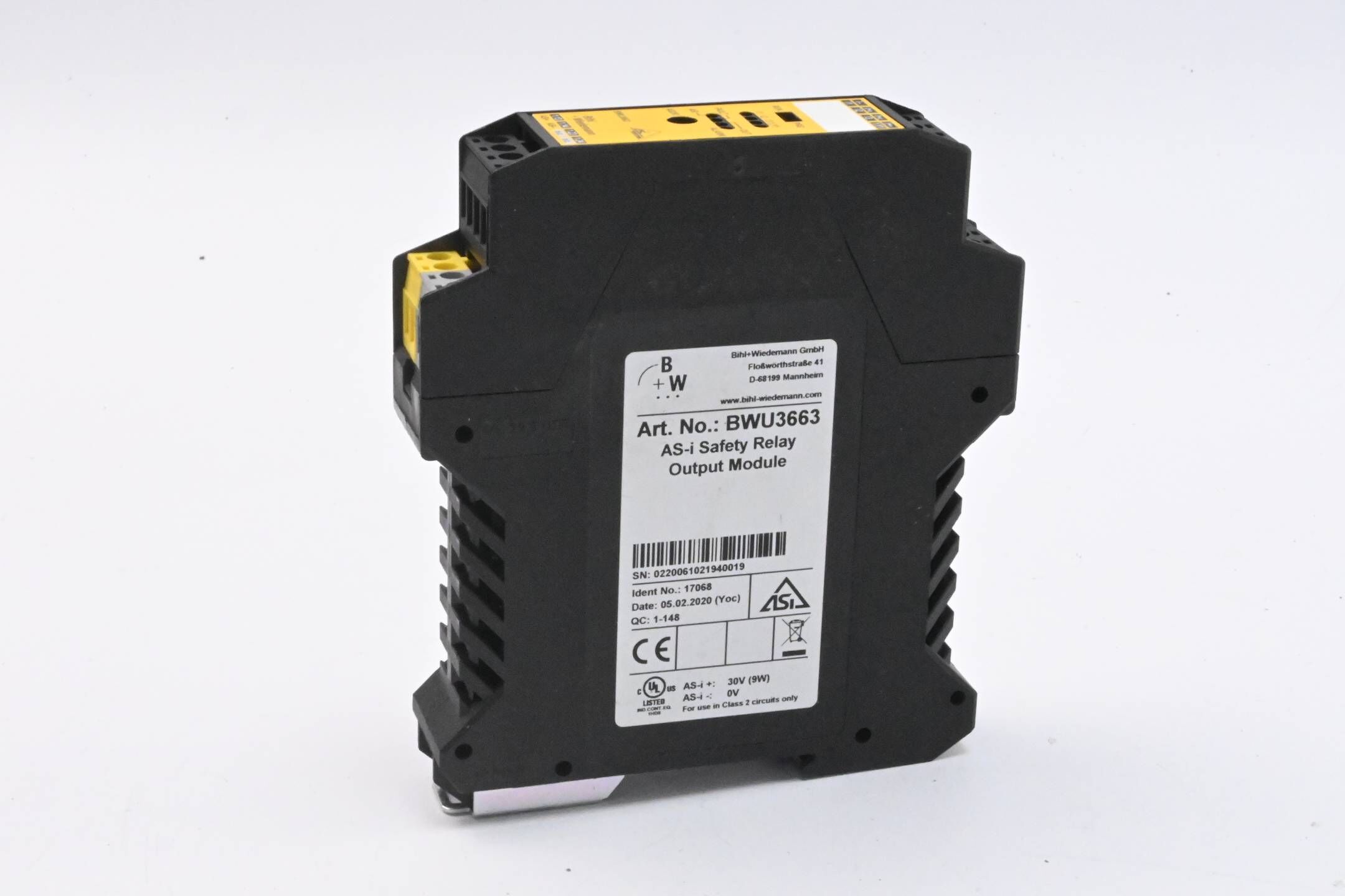 Bihl + Wiedemann AS-i Safety Relay Output Modul BWU3663