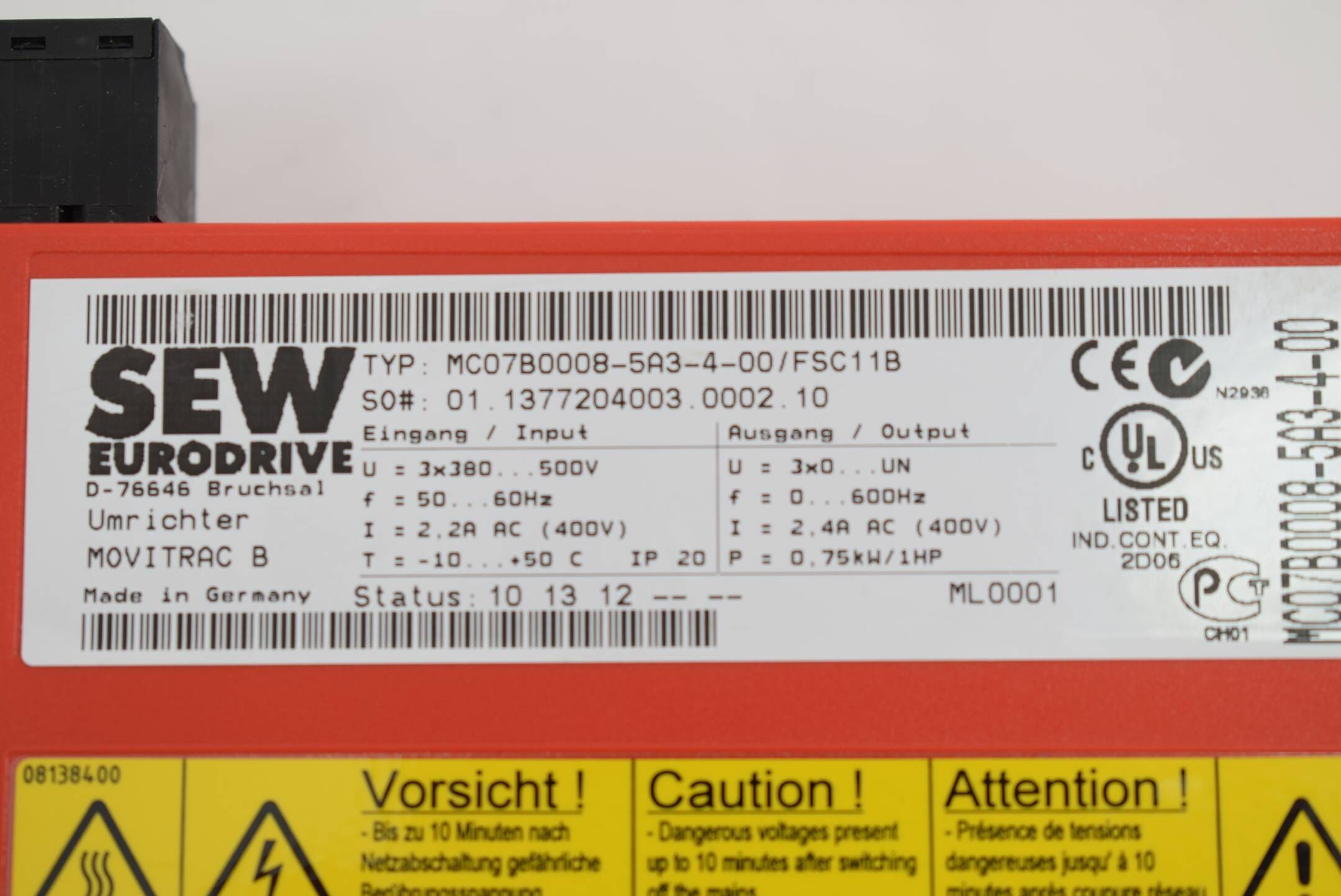 SEW movitrac® B Standard-Umrichter MC07B0008-5A3-4-00/FSC11B Inkl. FBG11B