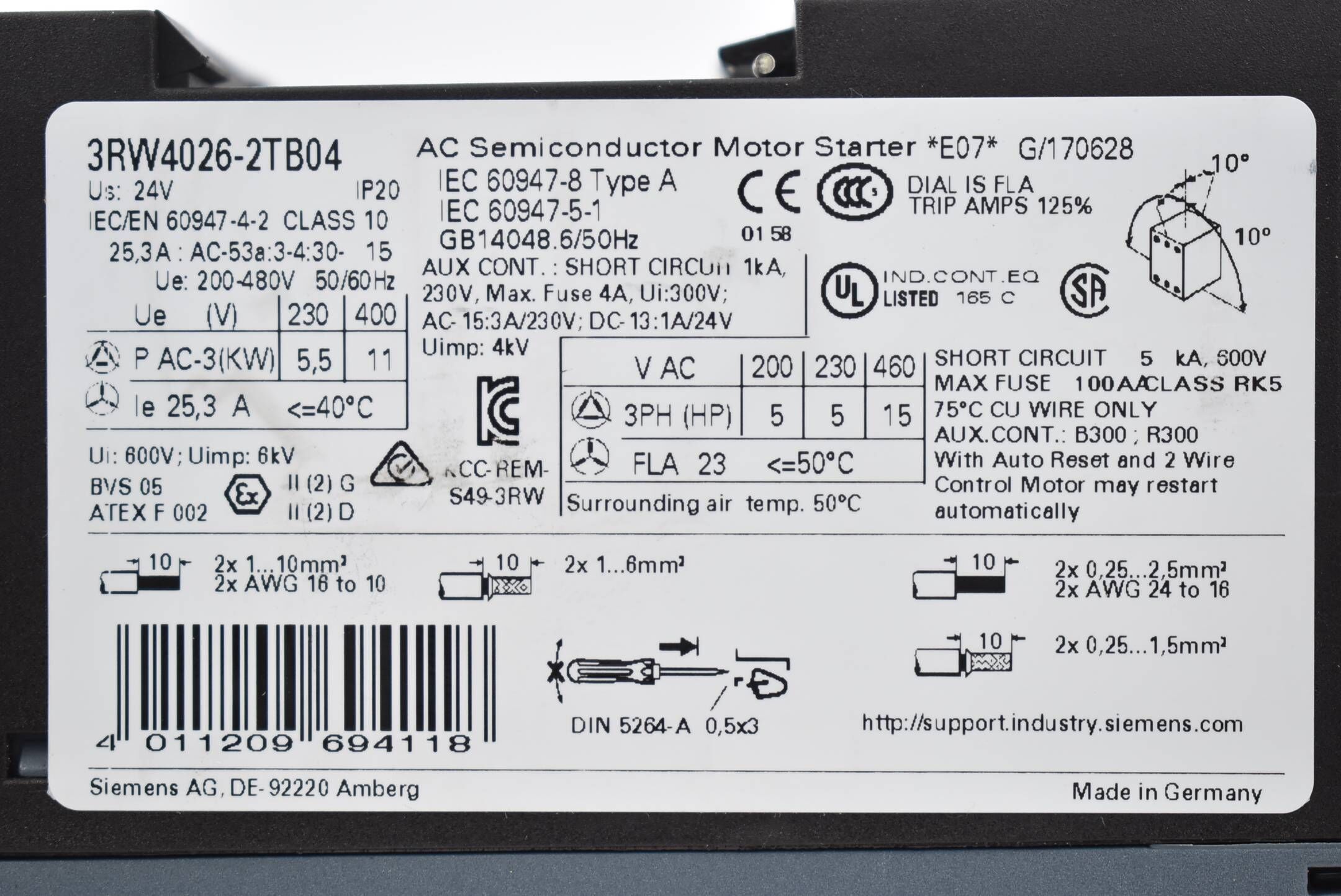 Siemens Sirius Sanftstarter 3RW4026-2TB04 ( 3RW4 026-2TB04 )