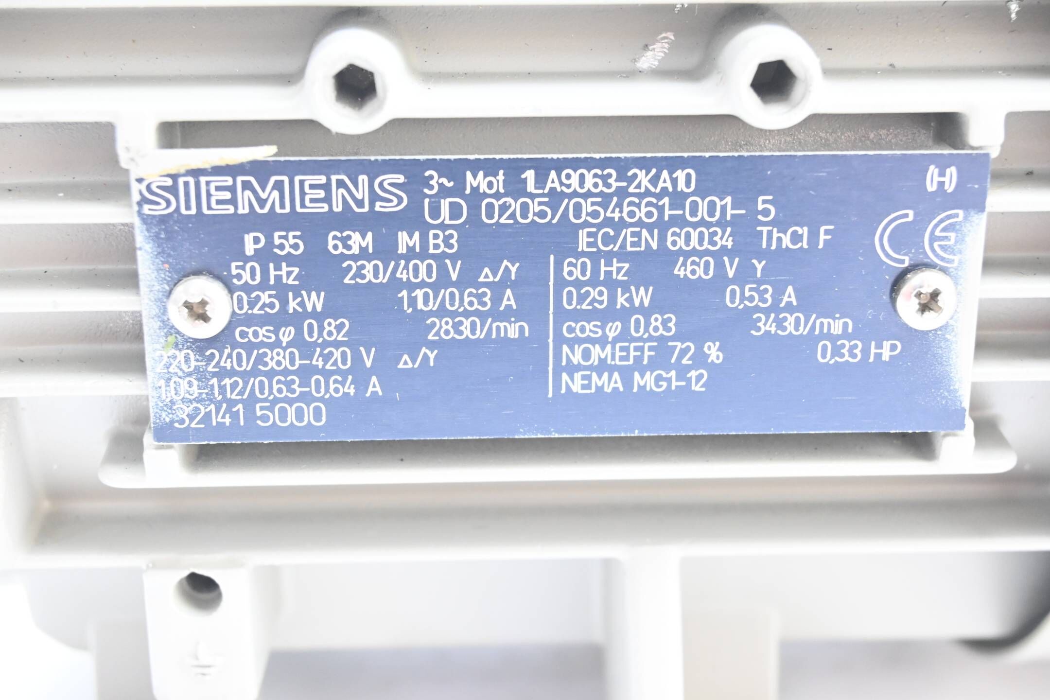 Siemens Simotics GP Niederspannungsmotor 1LA9063-2KA10 ( 1LA9 063-2KA10 )