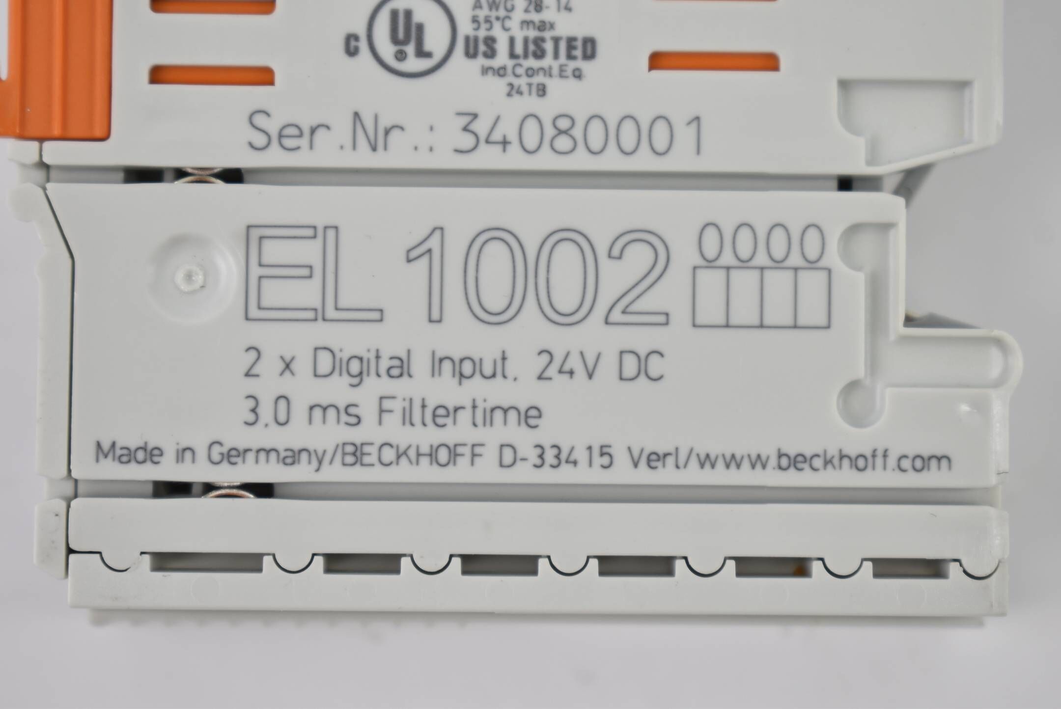 Beckhoff EtherCAT-Klemme 2-Kanal-Digital-Eingang 24VDC 3ms EL1002 ( EL 1002 )