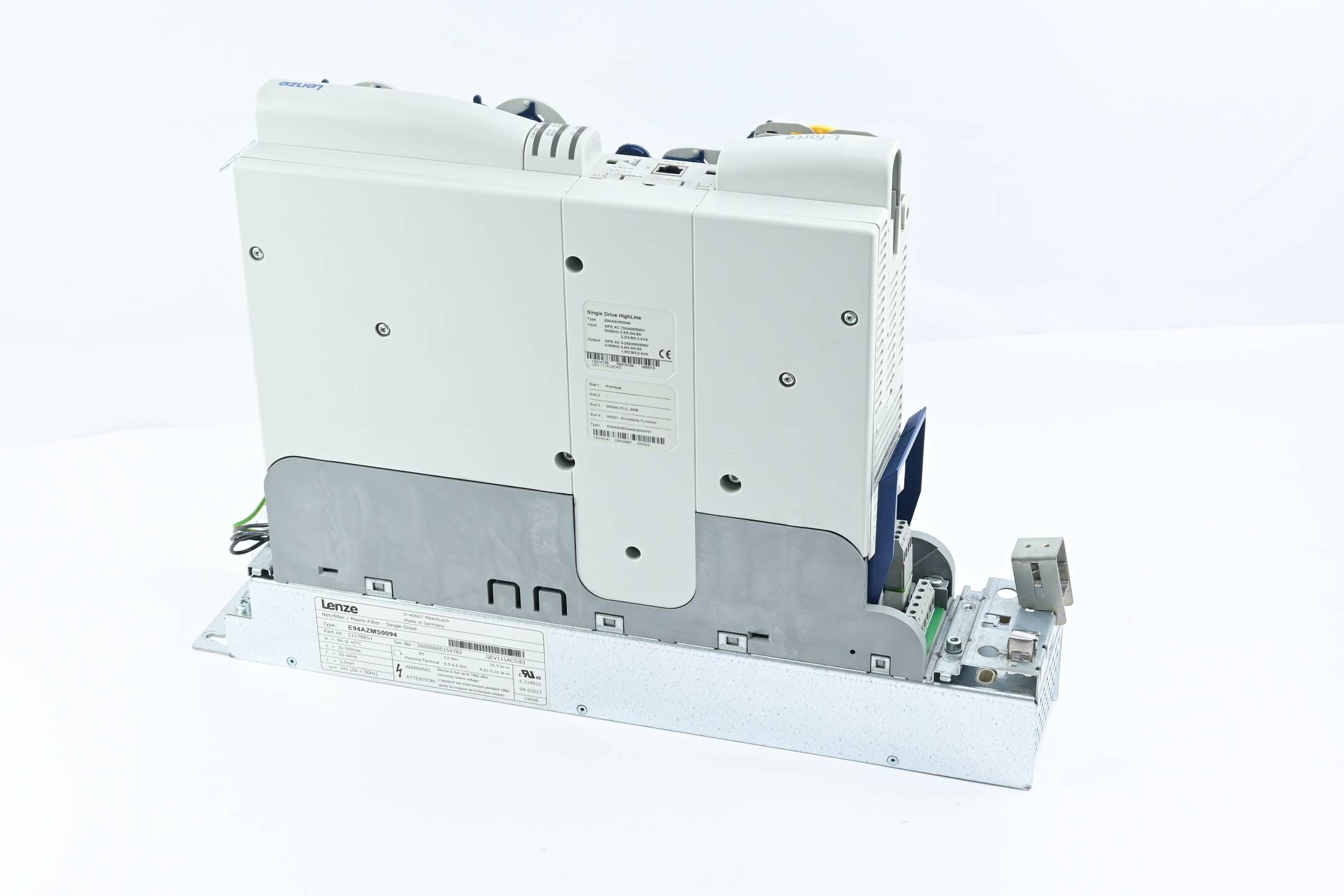 Lenze Single Drive HighLine E94ASHE0044 + Backplane inkl. Netzfilter E94AZMS0094